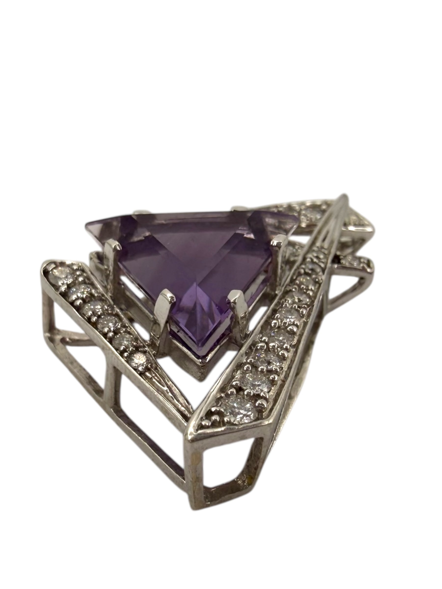 14k Amethyst Diamond Pendant