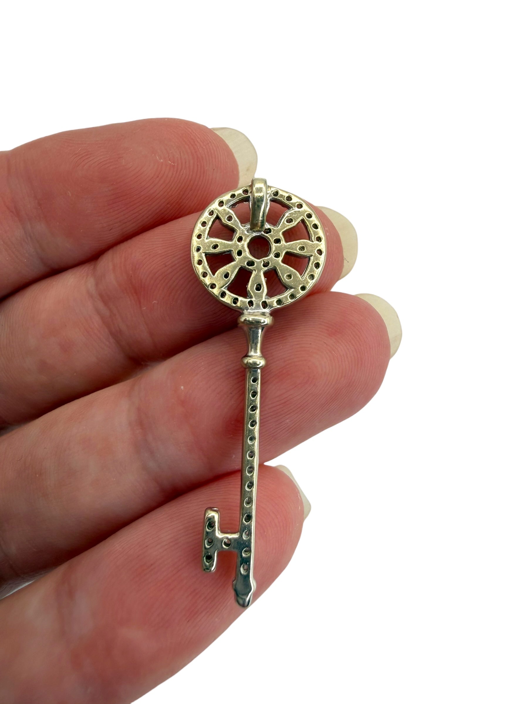 14k Diamond Key Pendant
