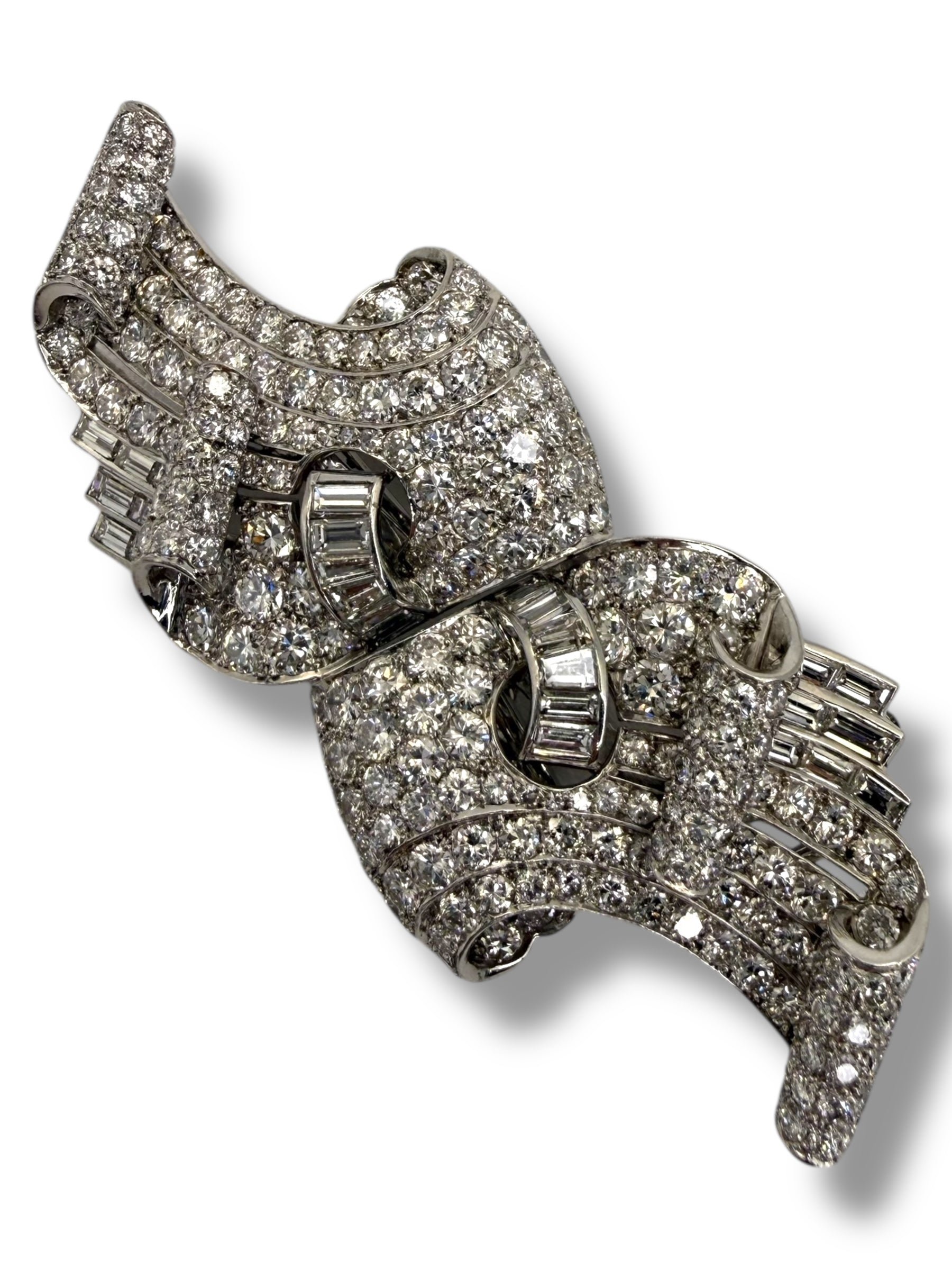 Platinum Diamond Double Clip Brooch