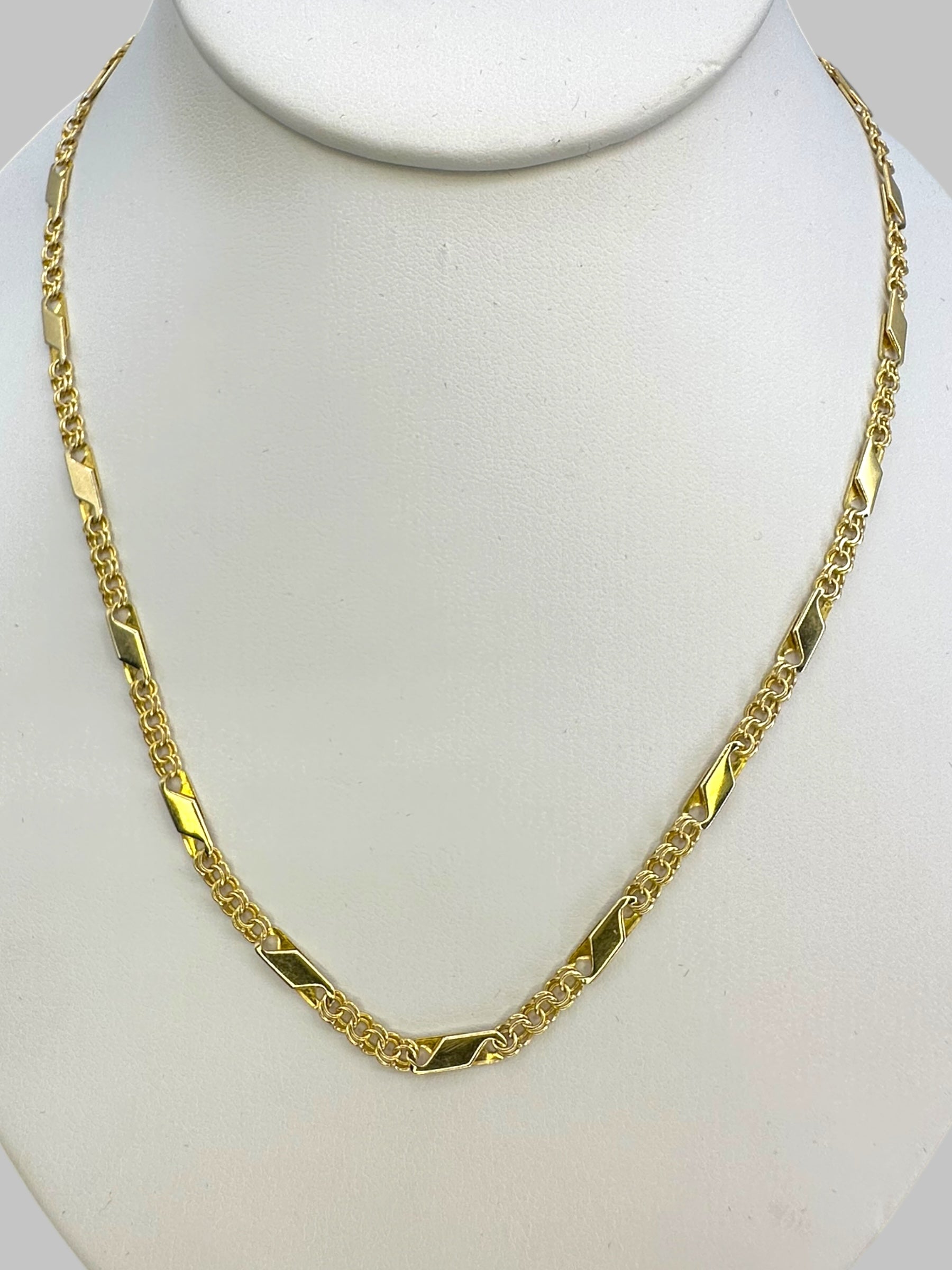14k Fancy Bar Link Chain Necklace