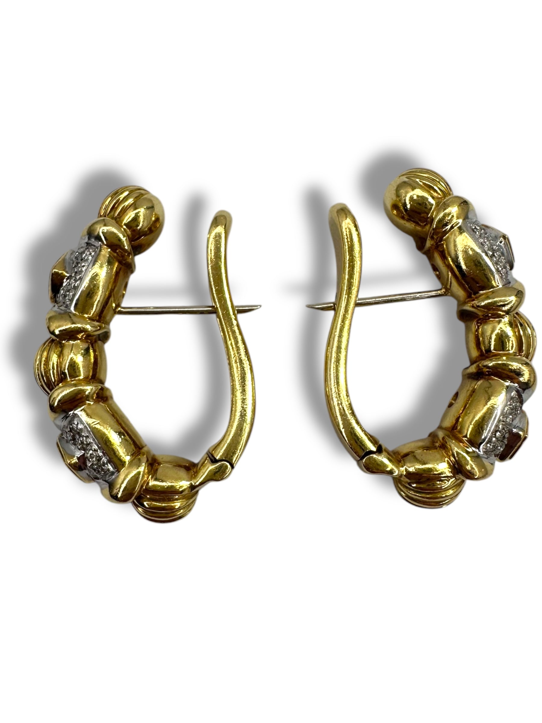 18k Emerald Diamond Hoop Earrings