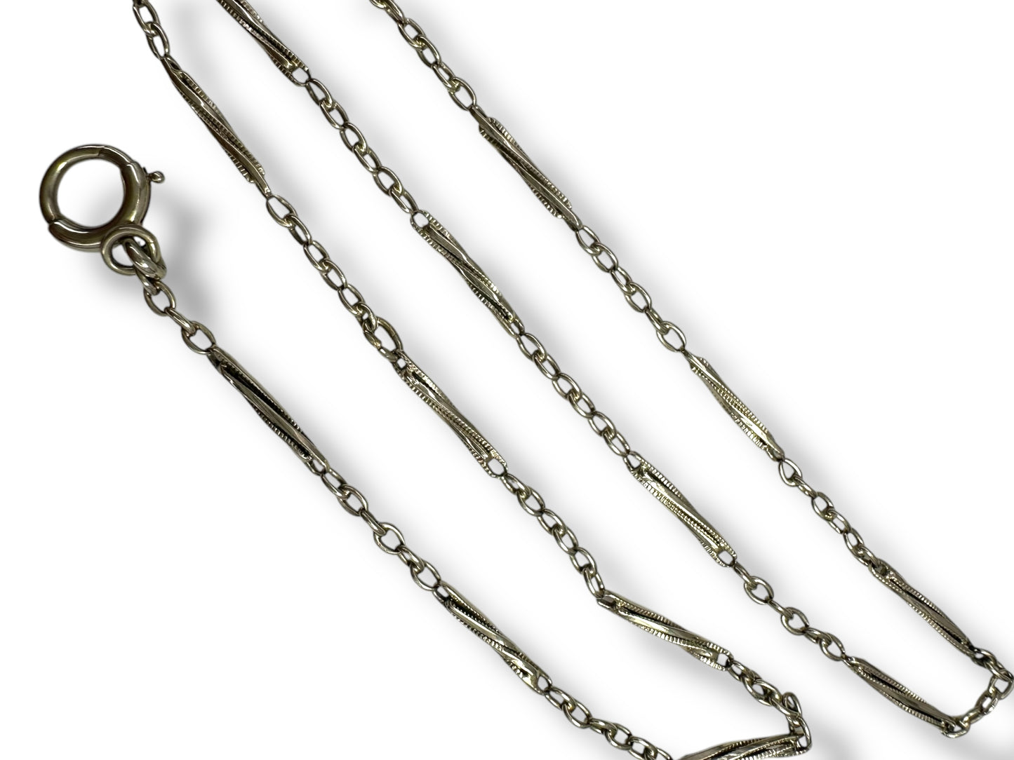 14k White Gold Twist Link Watch Chain