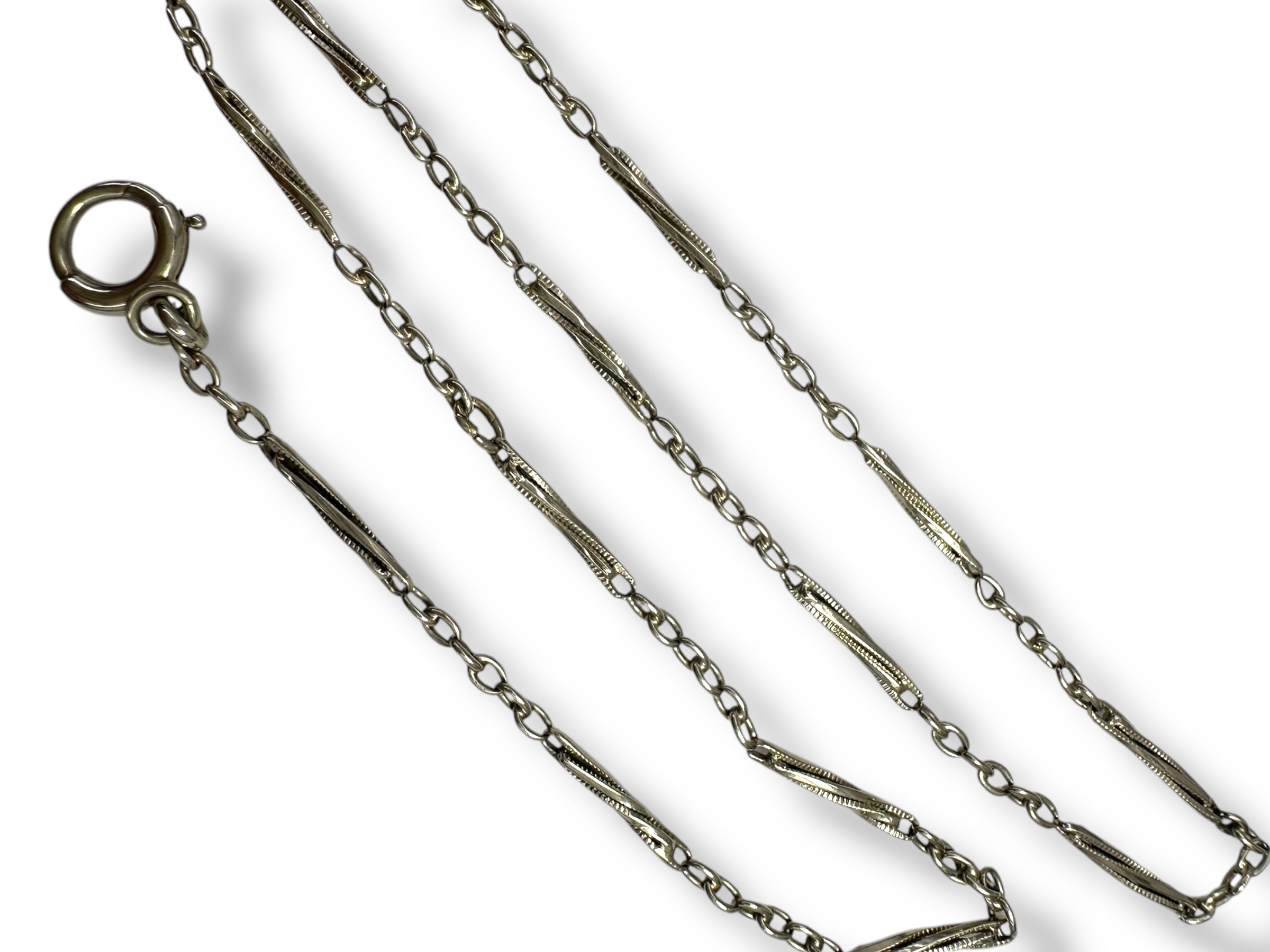 14k White Gold Twist Link Watch Chain