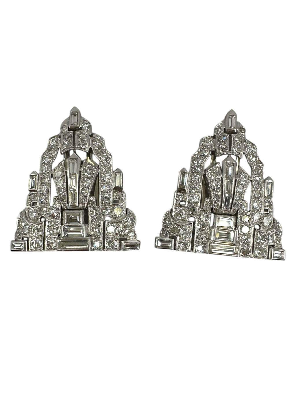 Platinum Double Clip Diamond Brooch