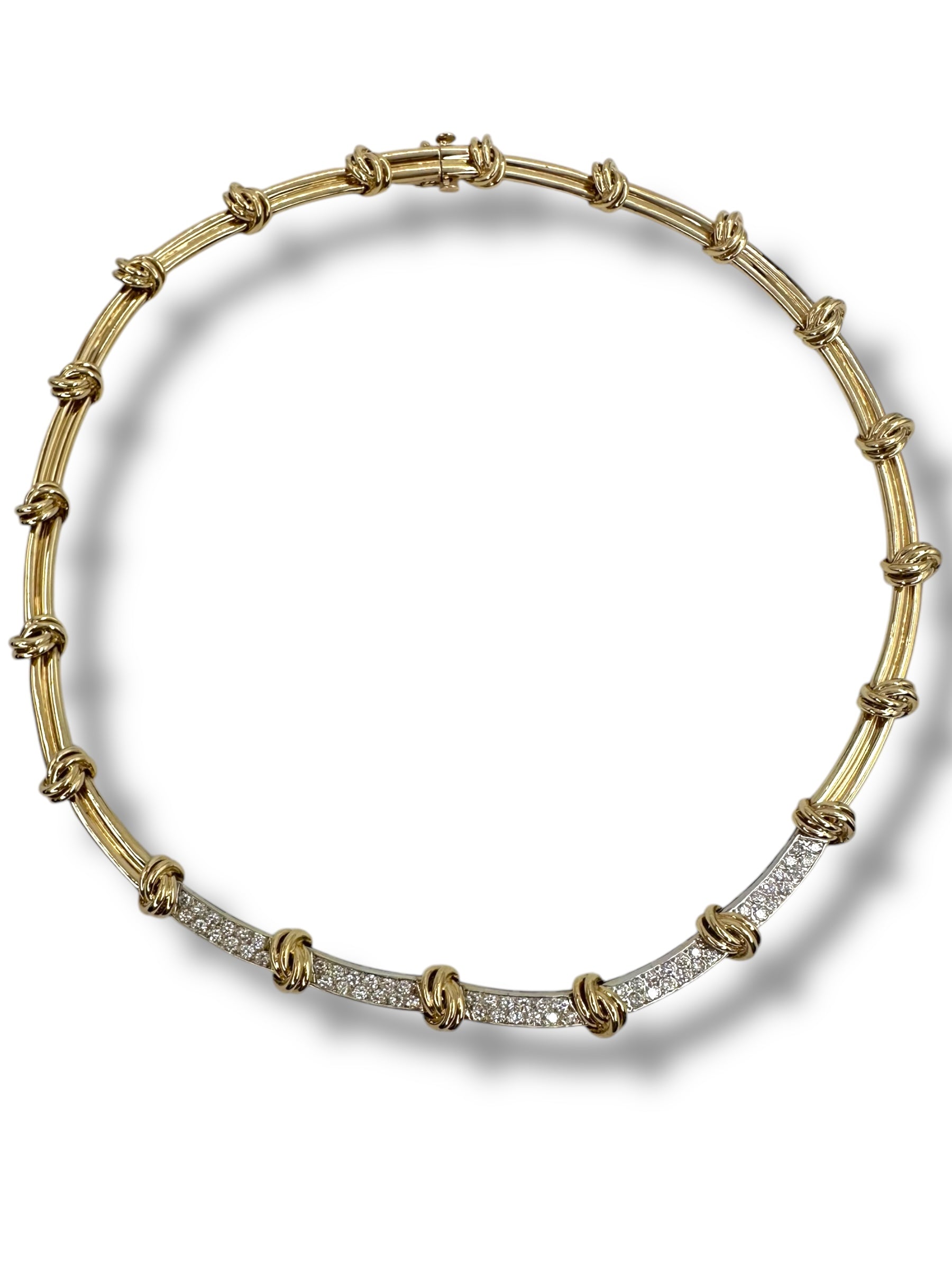 14k Diamond Knot Station Collar Necklace