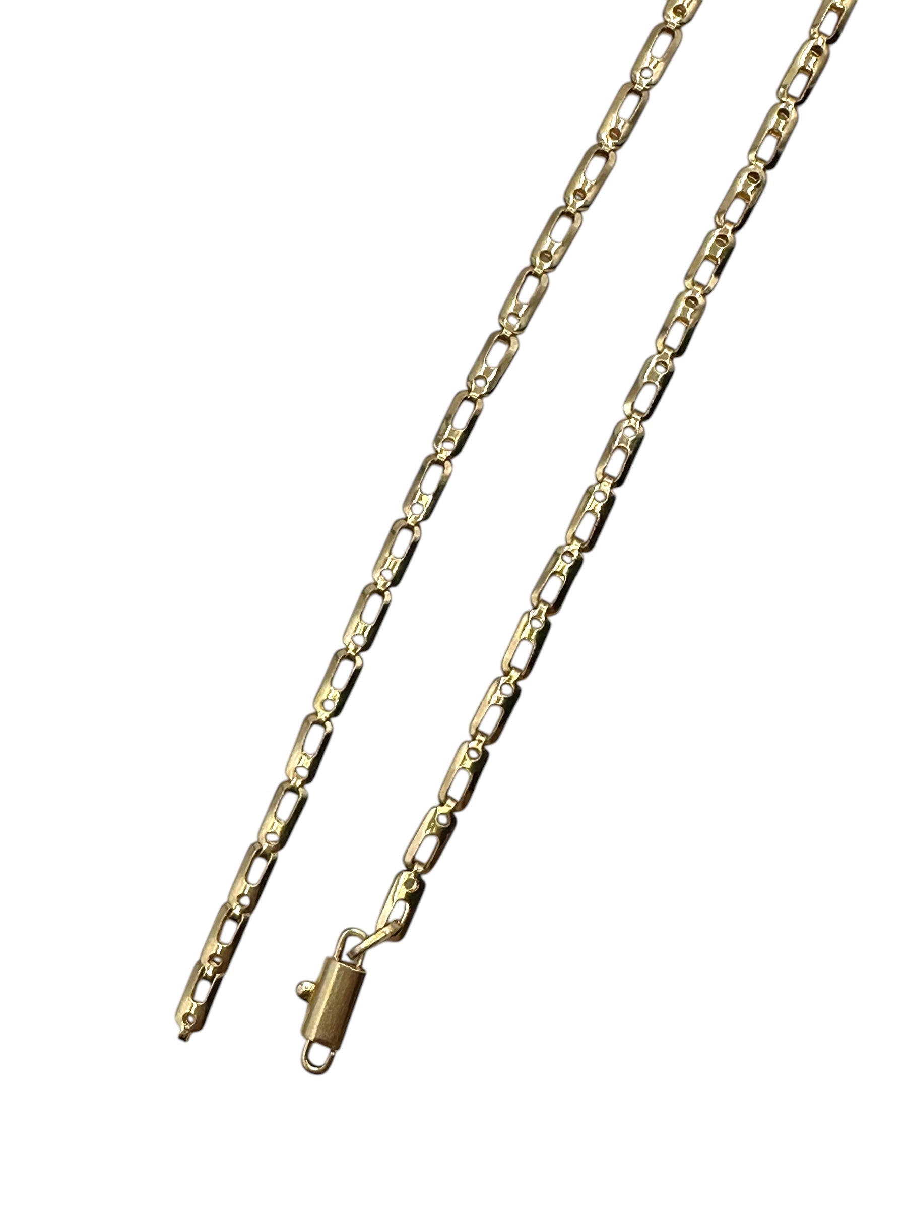 18k Yellow Gold Dot Dash Fancy Link Necklace