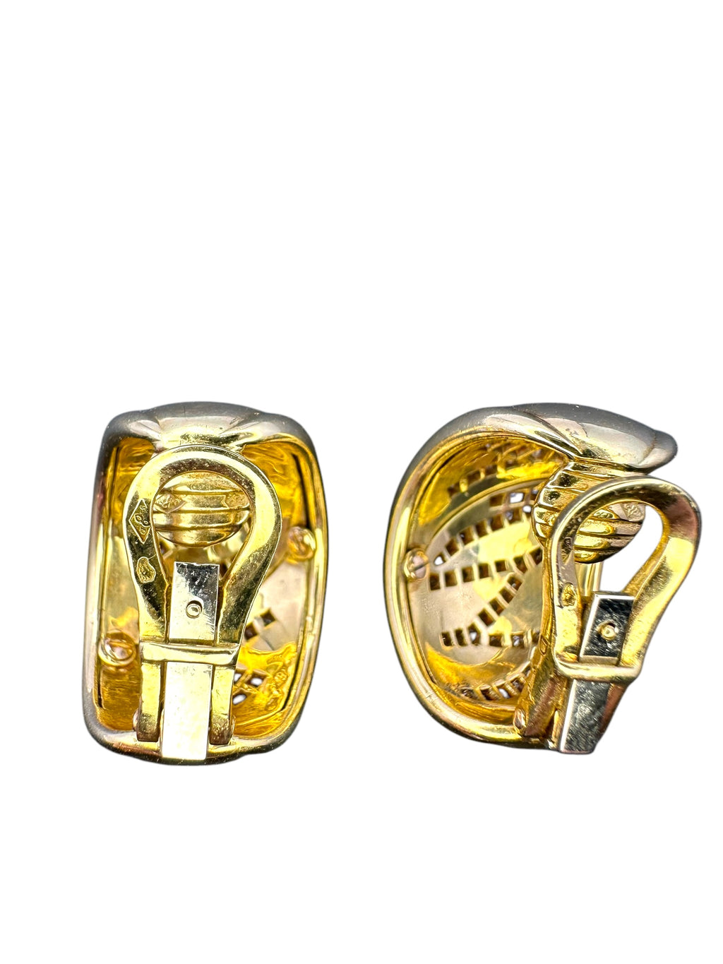 18k Tiger Stripe Diamond Huggie Ear Clips