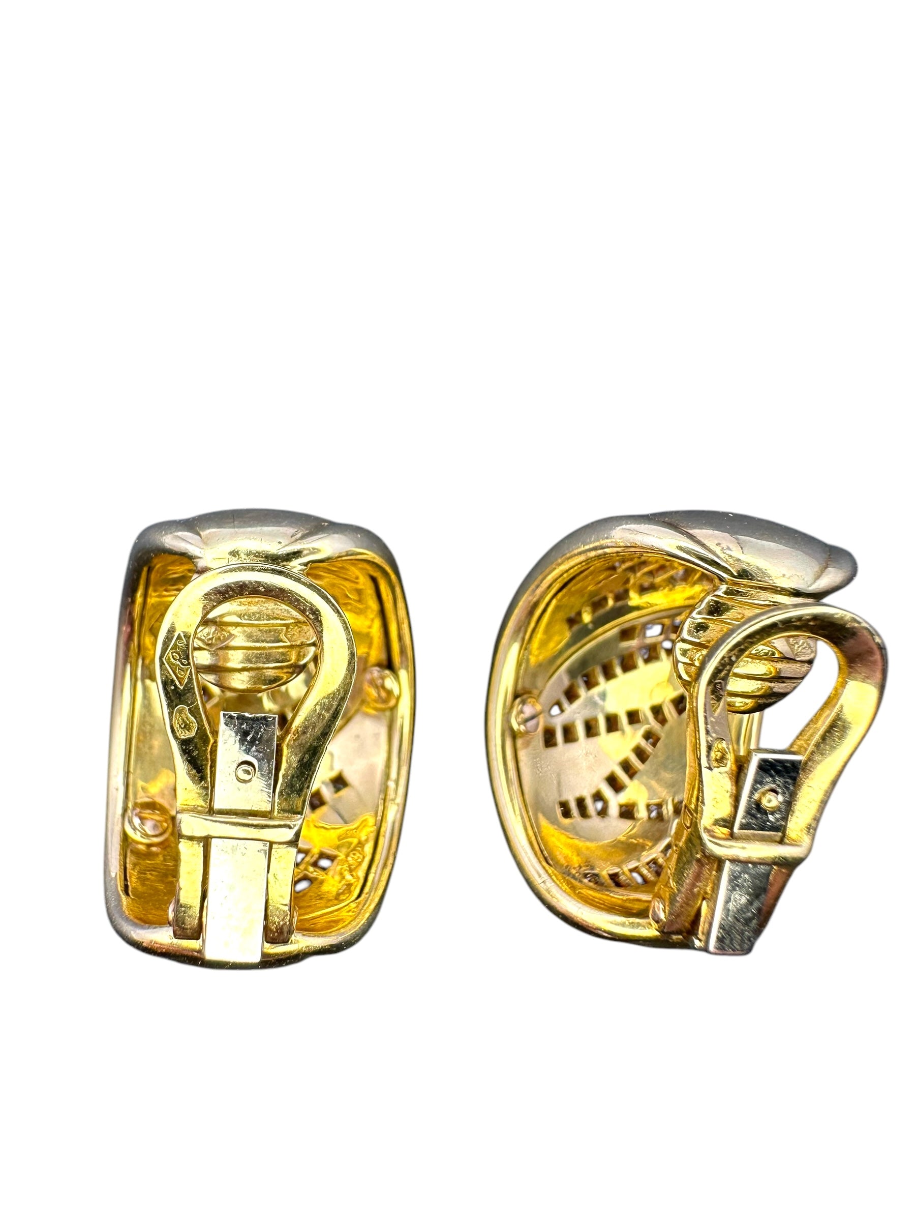 18k Tiger Stripe Diamond Huggie Ear Clips