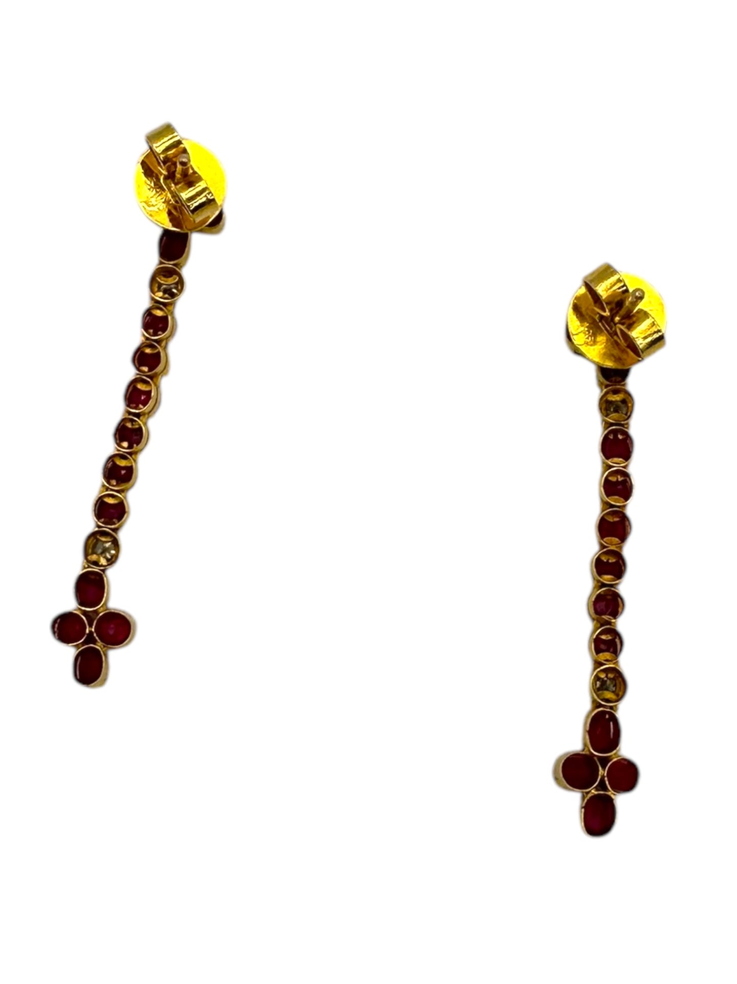 21k Ruby Diamond Cross Drop Earrings