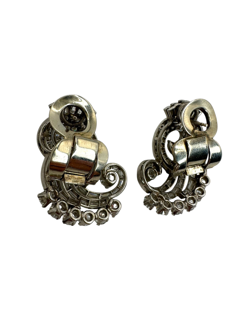 Platinum Mid-Century Diamond Earrings
