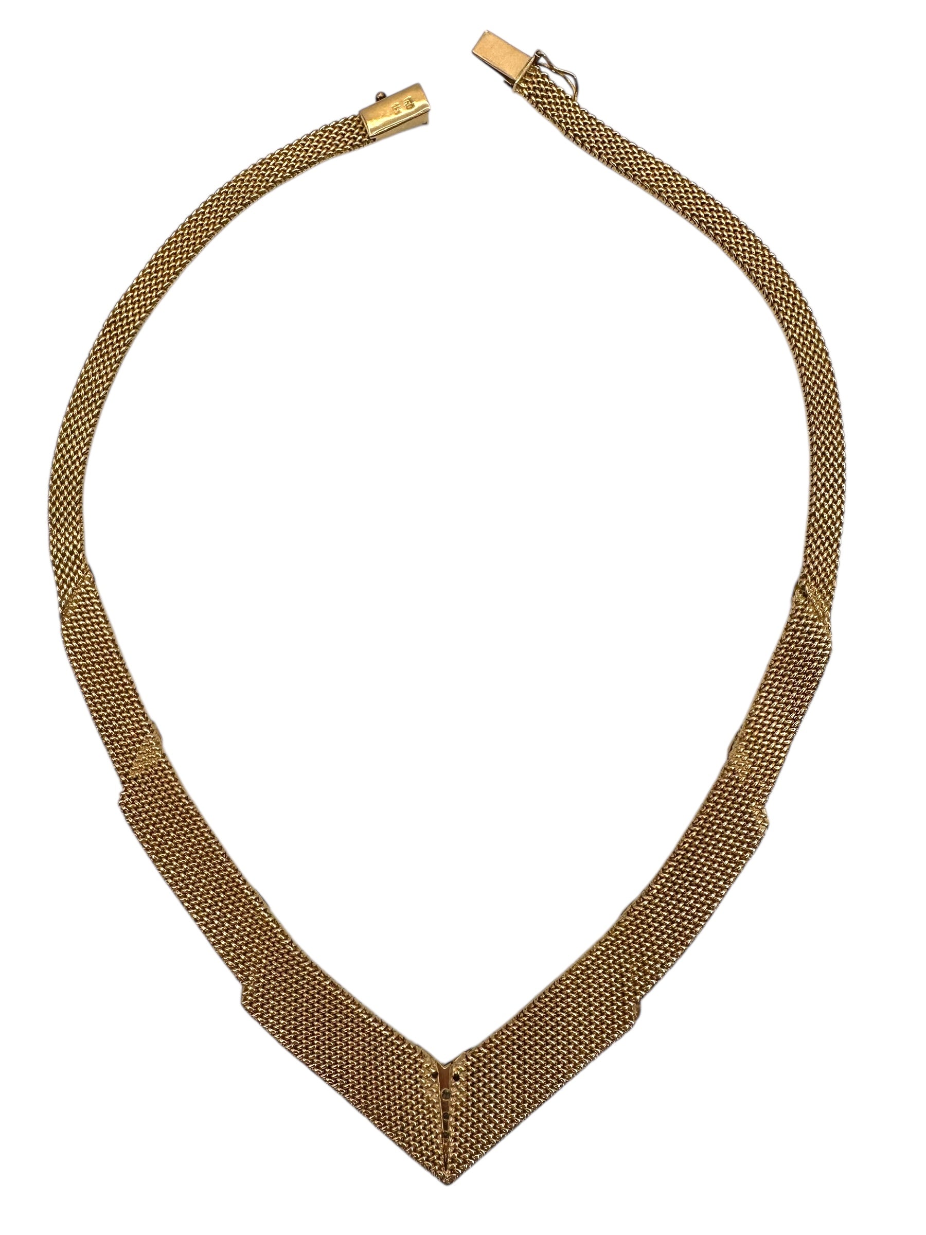 18k Retro Diamond Mesh Necklace