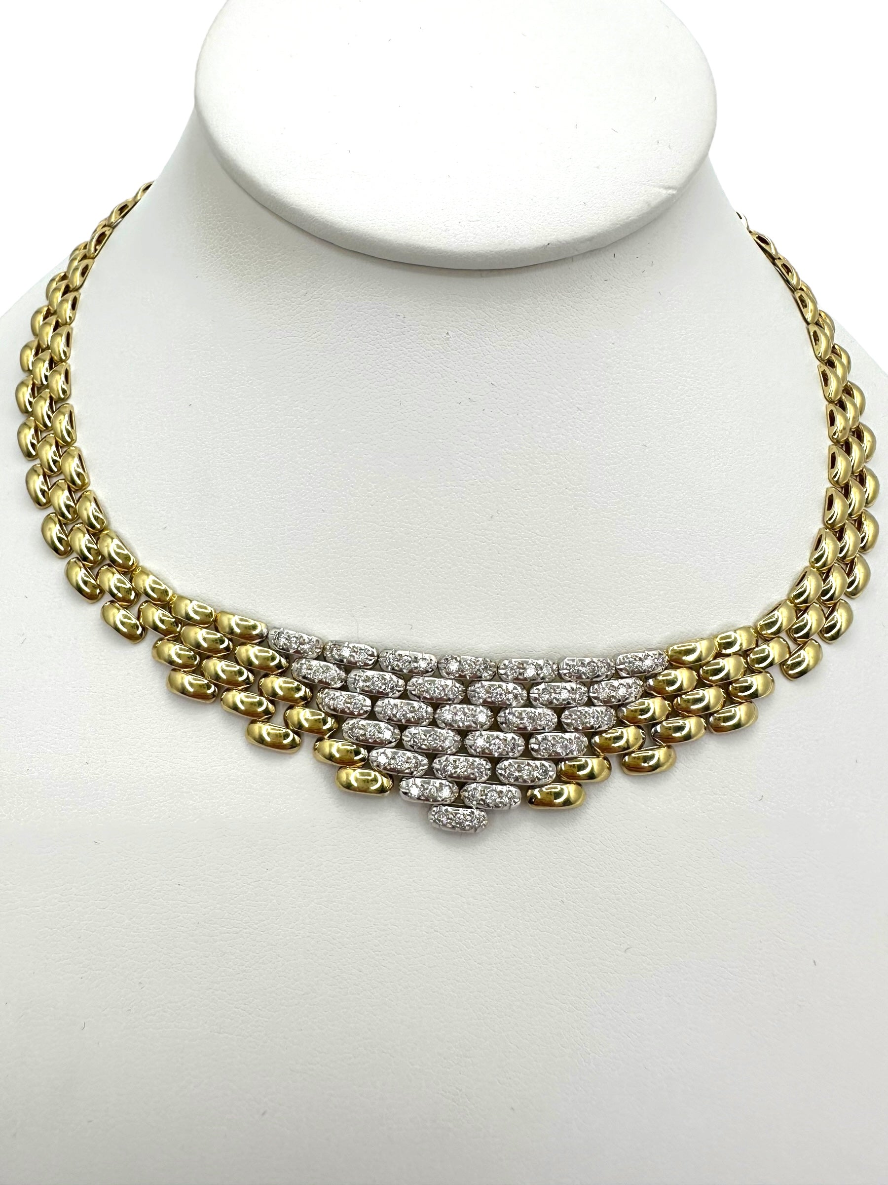 14k Diamond Panther Link Collar Necklace