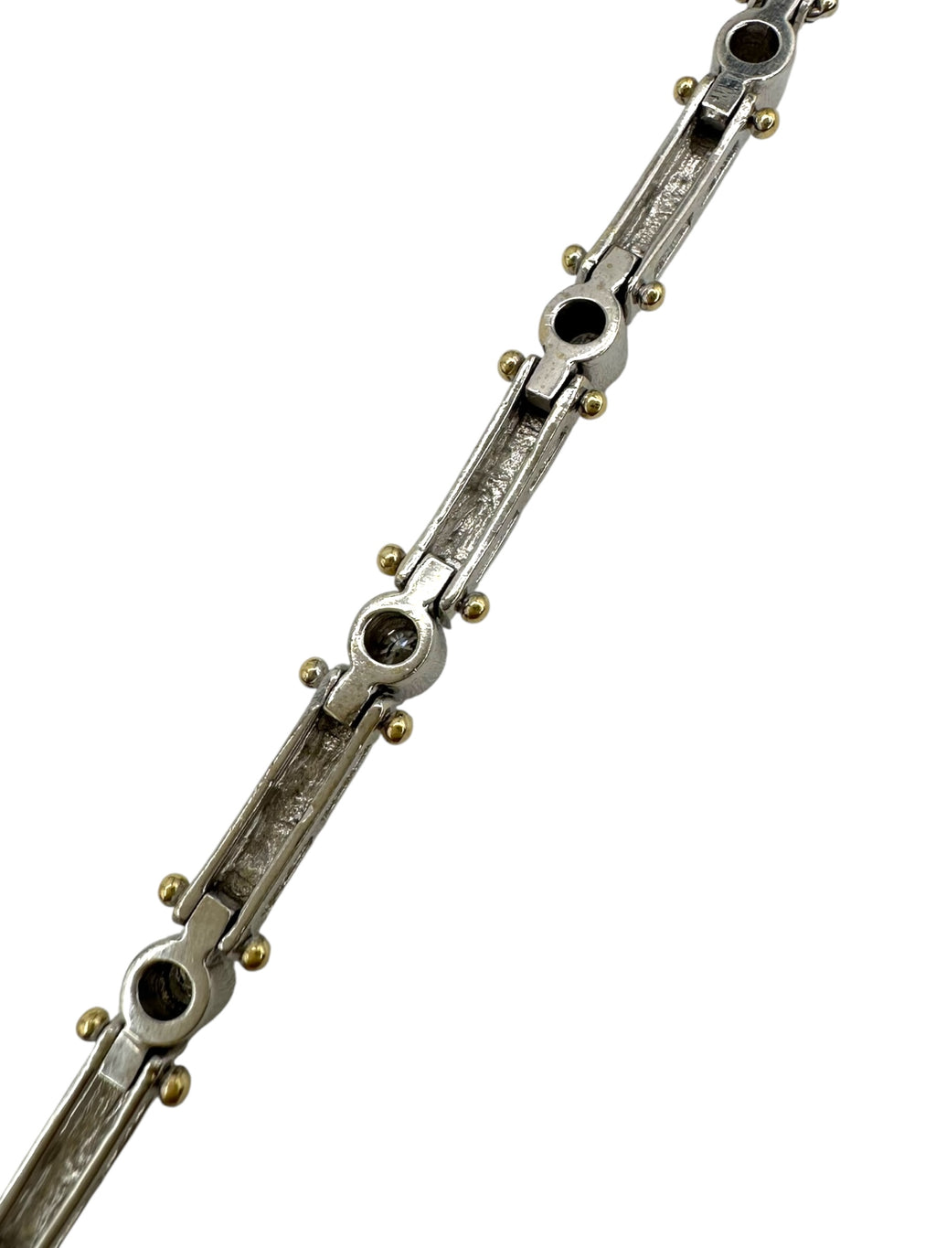 14k Diamond Bar Link Station Bracelet