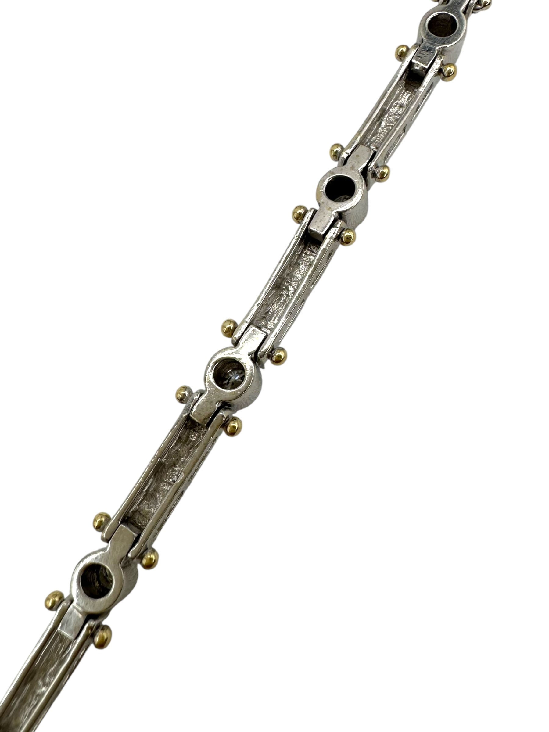 14k Diamond Bar Link Station Bracelet