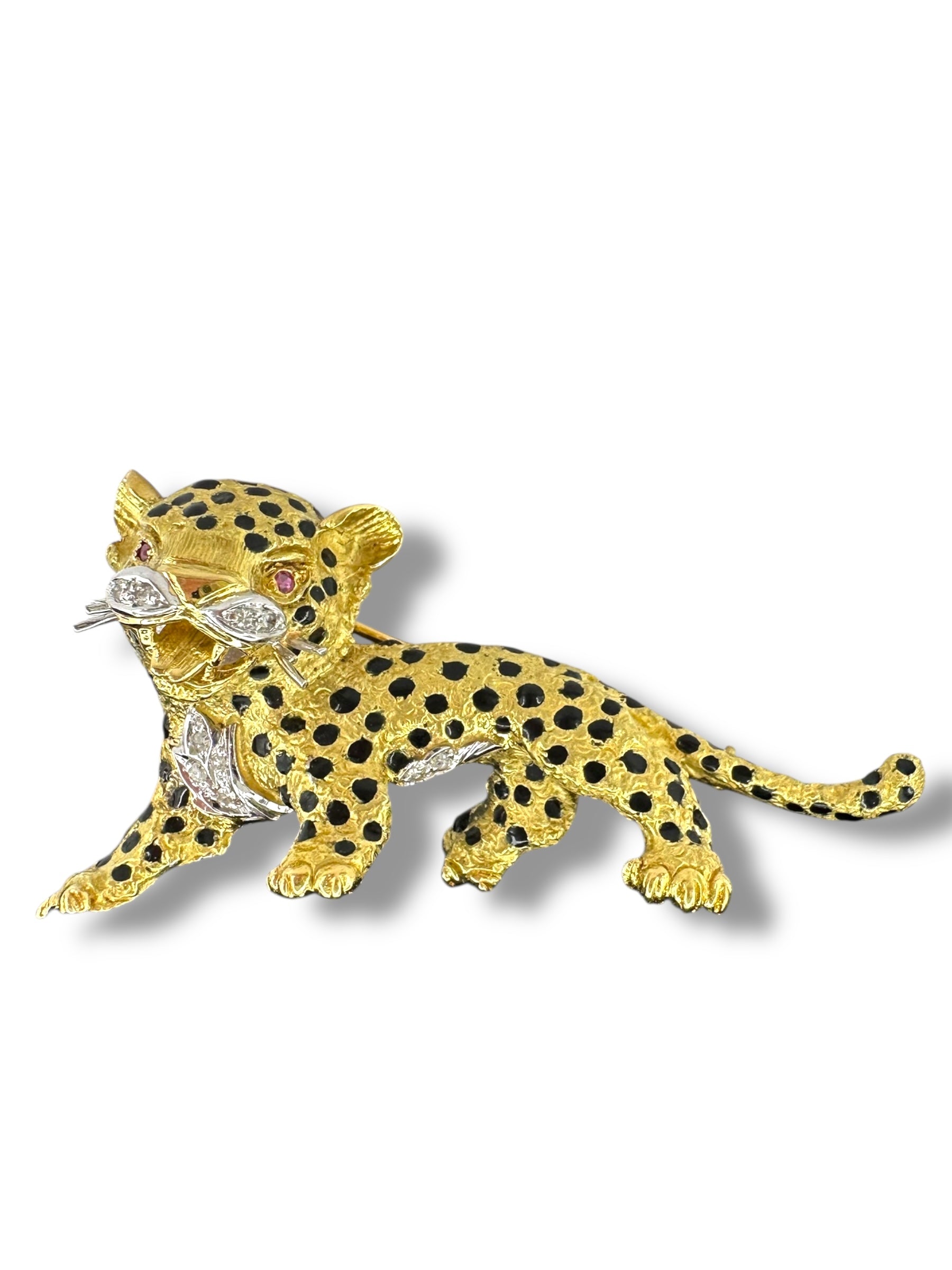 18k Diamond Cheetah Brooch
