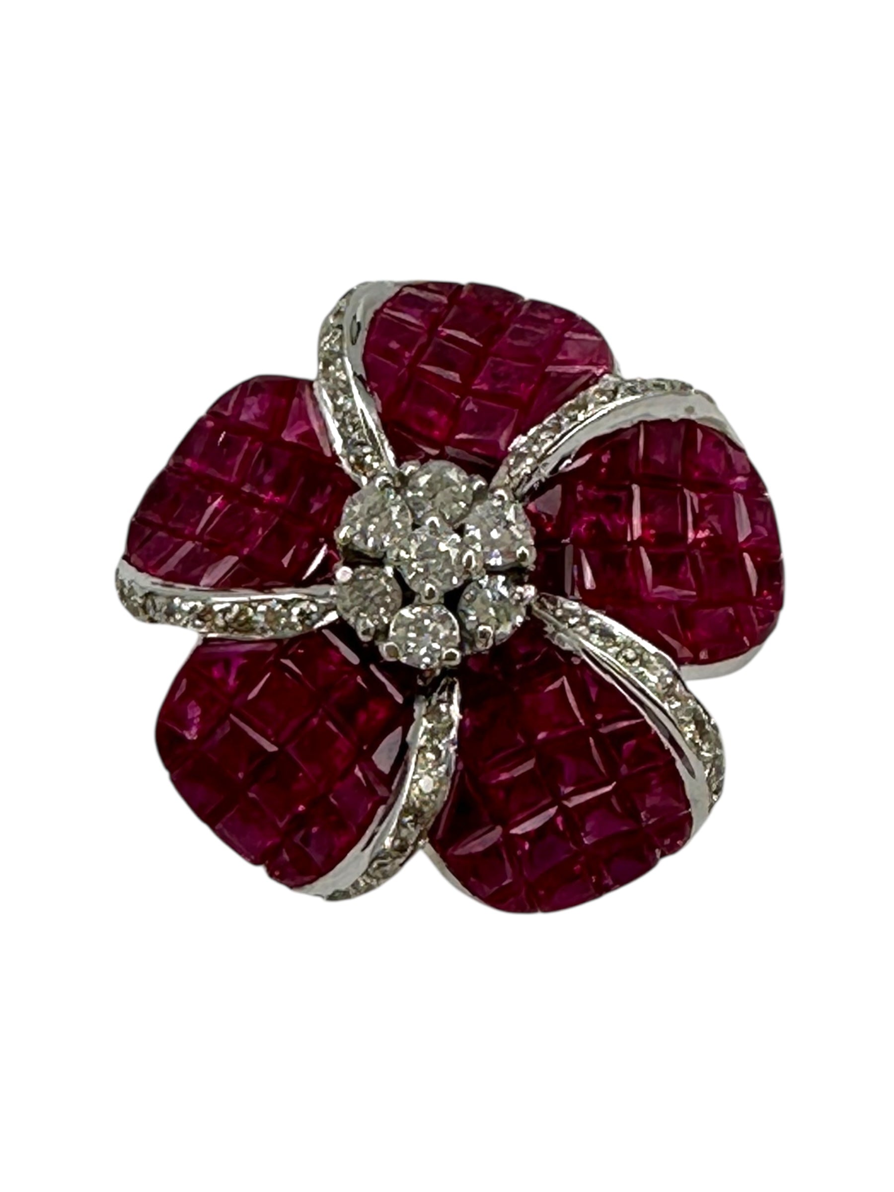 14k Ruby Diamond Flower Ring
