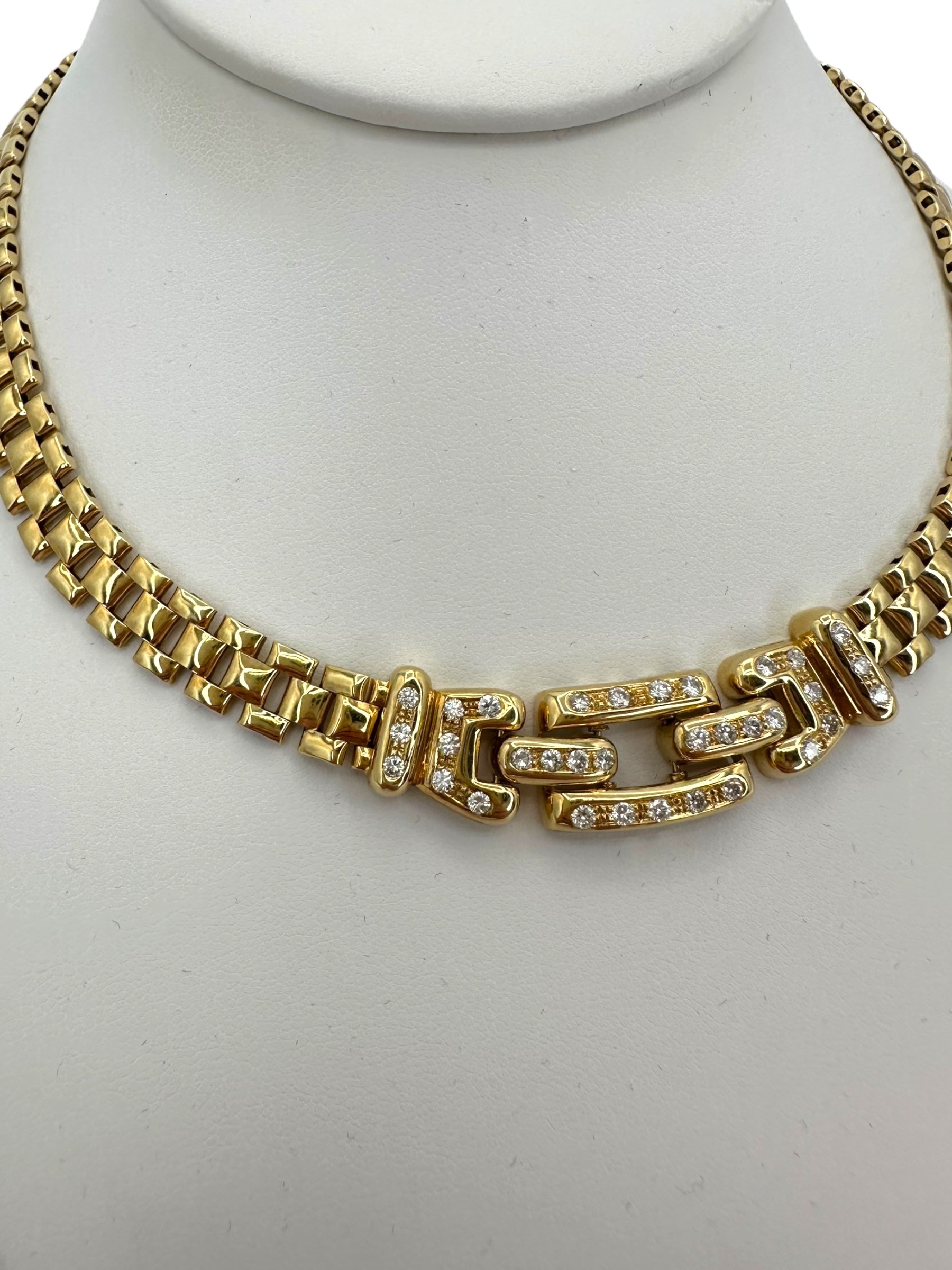 14k Diamond Panther Link Collar Necklace