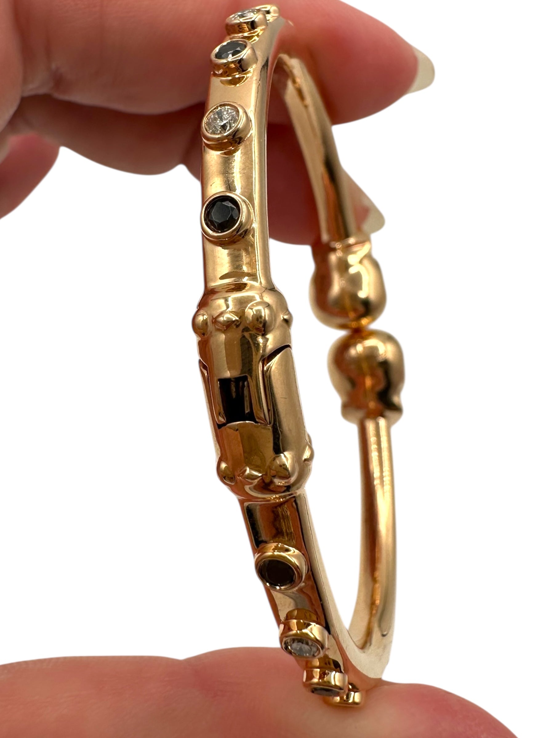 18k Rose Gold Diamond Skull Bangle Bracelet