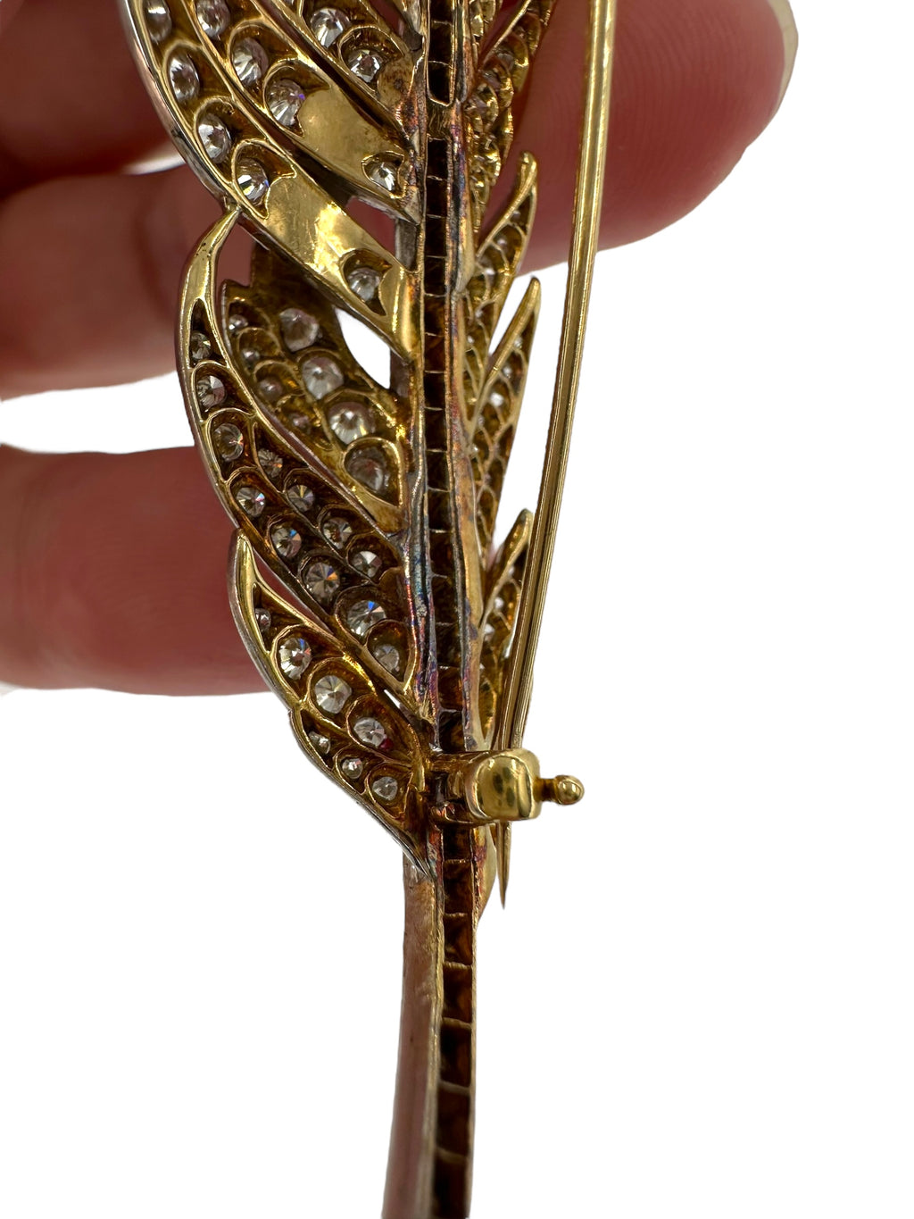 Platinum/ 18k Diamond Feather Brooch