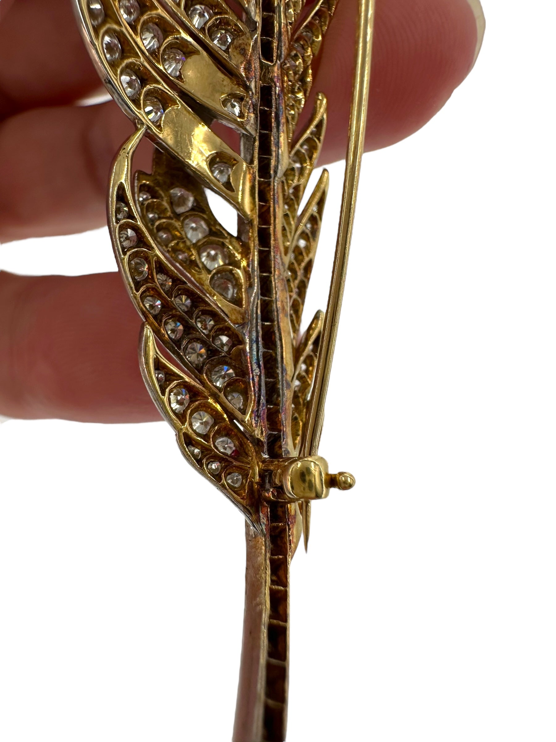 Platinum/ 18k Diamond Feather Brooch