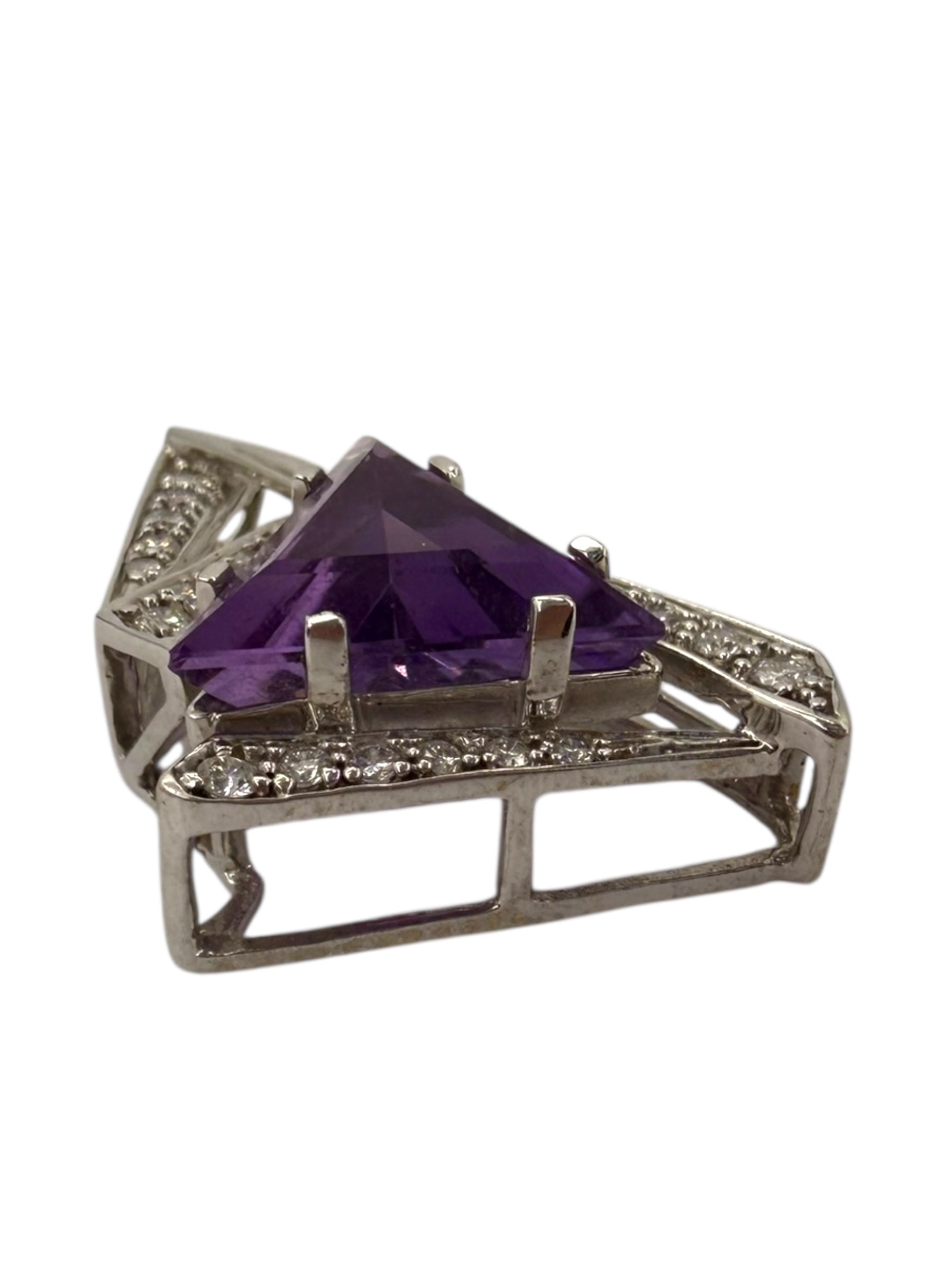 14k Amethyst Diamond Pendant