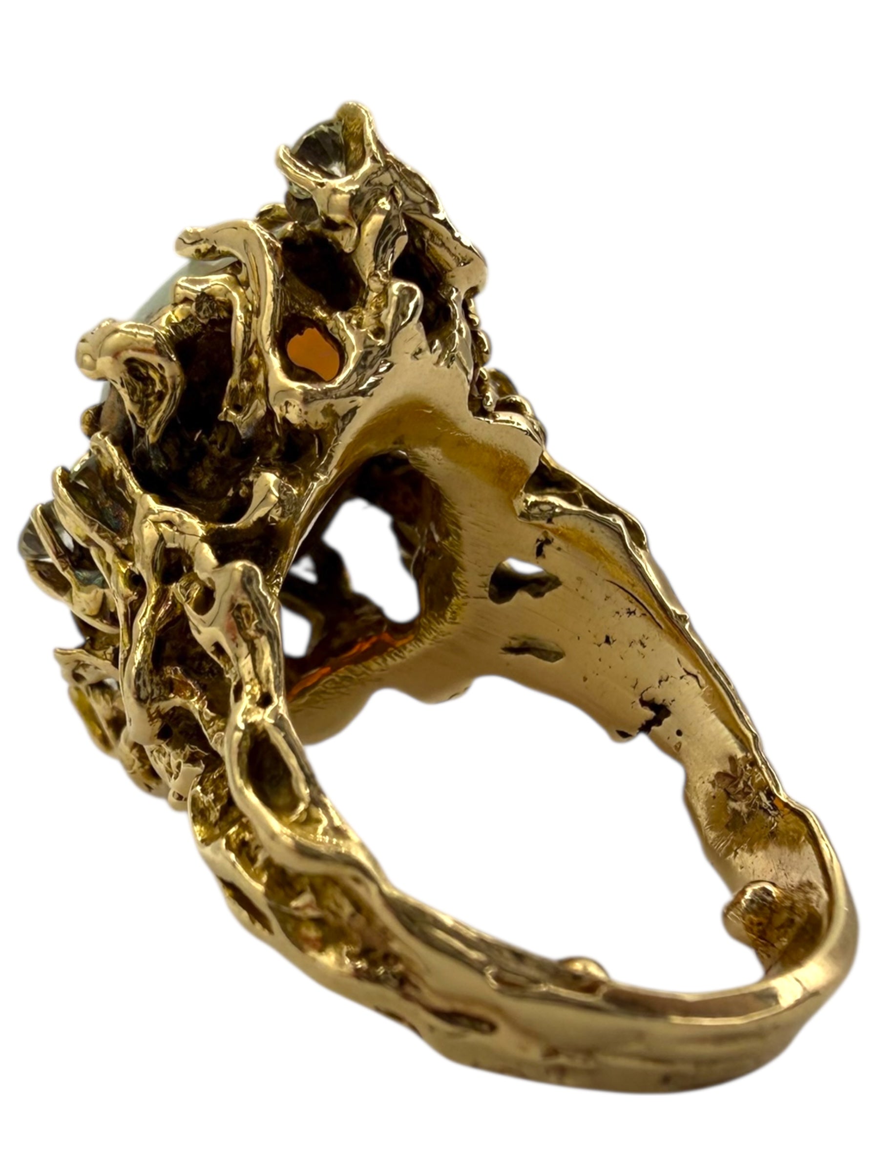 14k Opal Diamond Brutalist Ring
