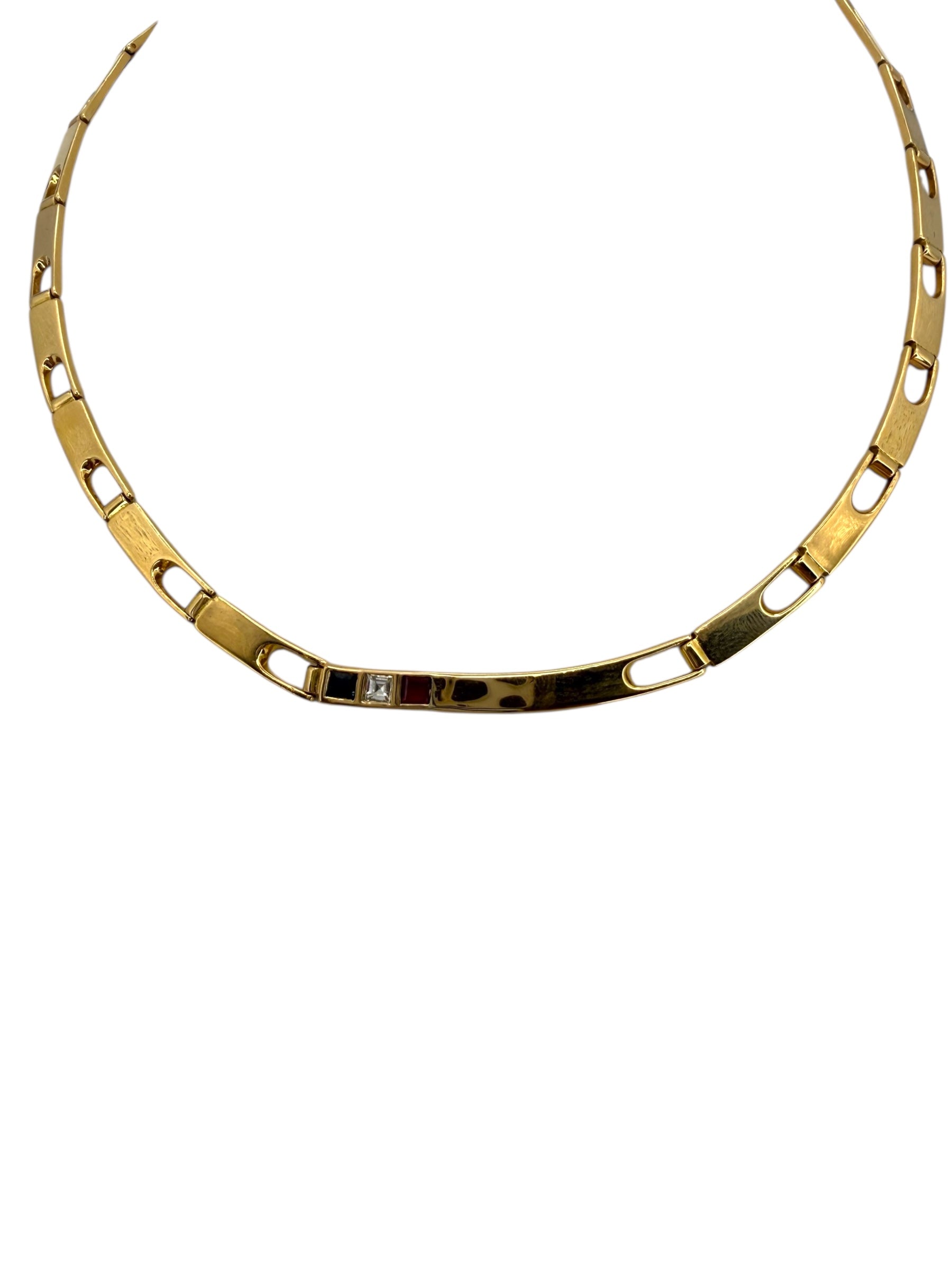 18k Unique Link Collar Necklace