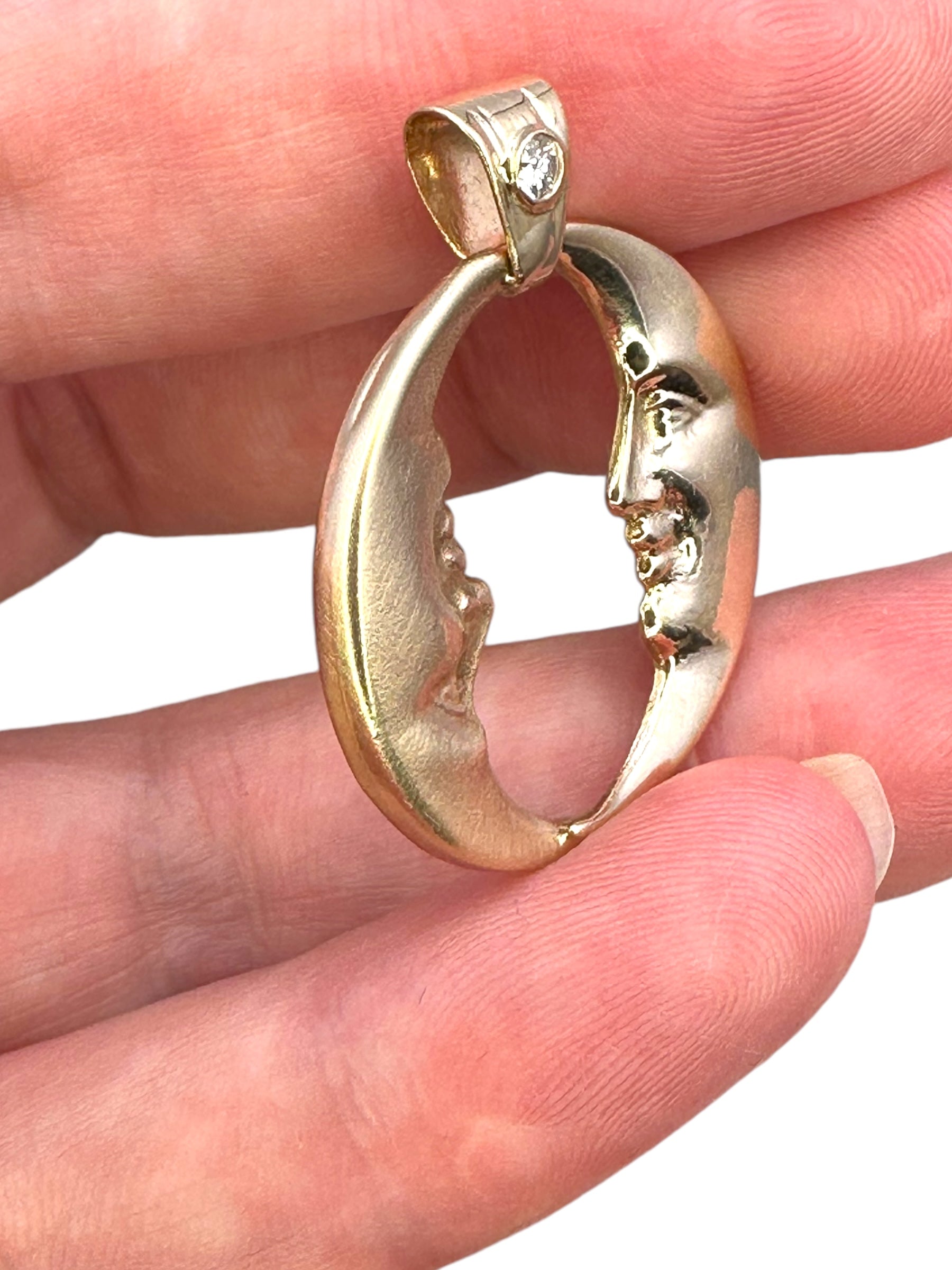 14k Diamond Moon Pendant