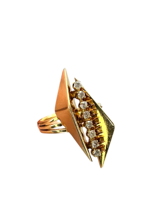 14k Diamond Geometric Shard Ring
