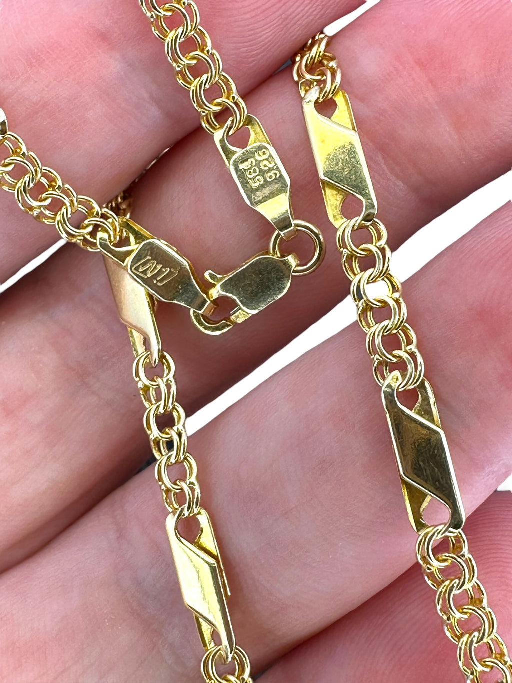 14k Fancy Bar Link Chain Necklace
