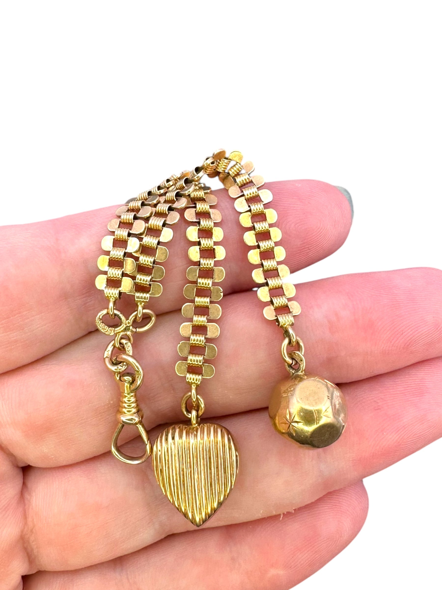 14k Rosy Victorian Heart Orb Watch Fob