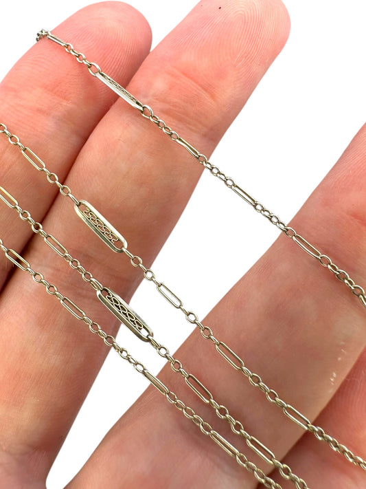 14k White Gold Art Deco Chain Necklace