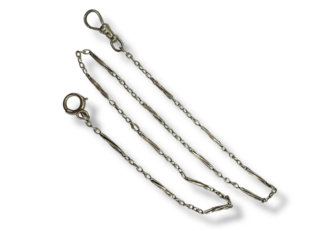 14k White Gold Twist Link Watch Chain