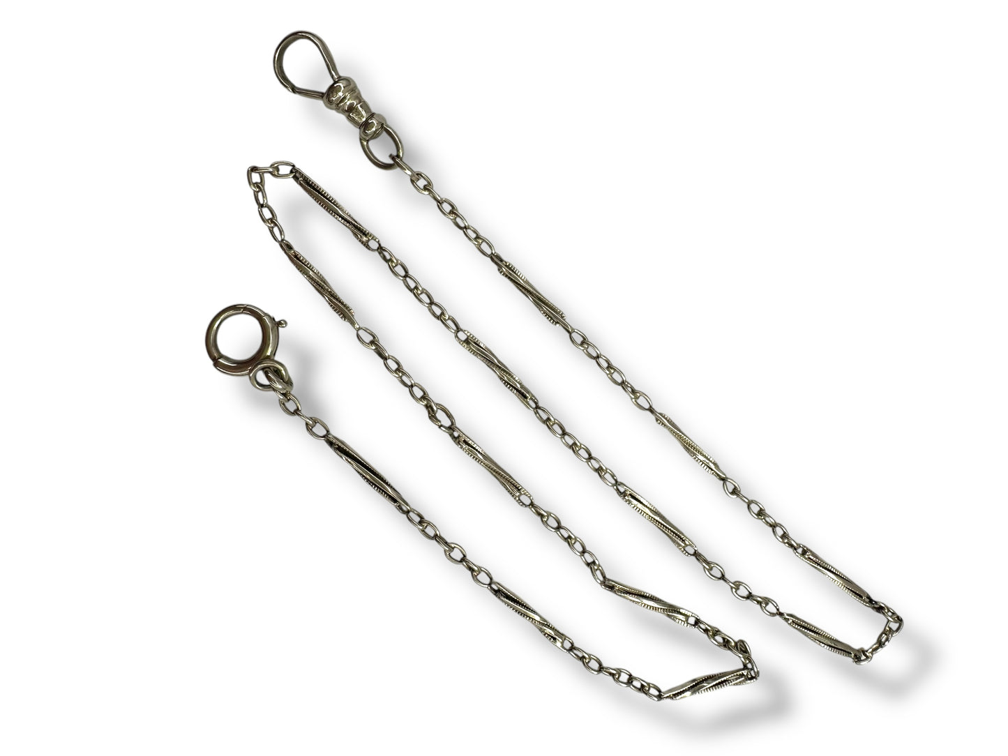 14k White Gold Twist Link Watch Chain