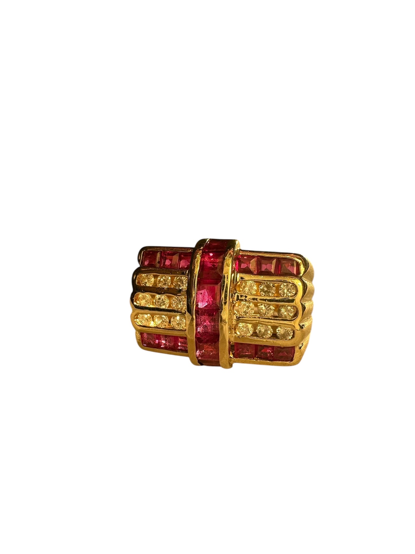 14k Ruby Diamond Geometric Ring