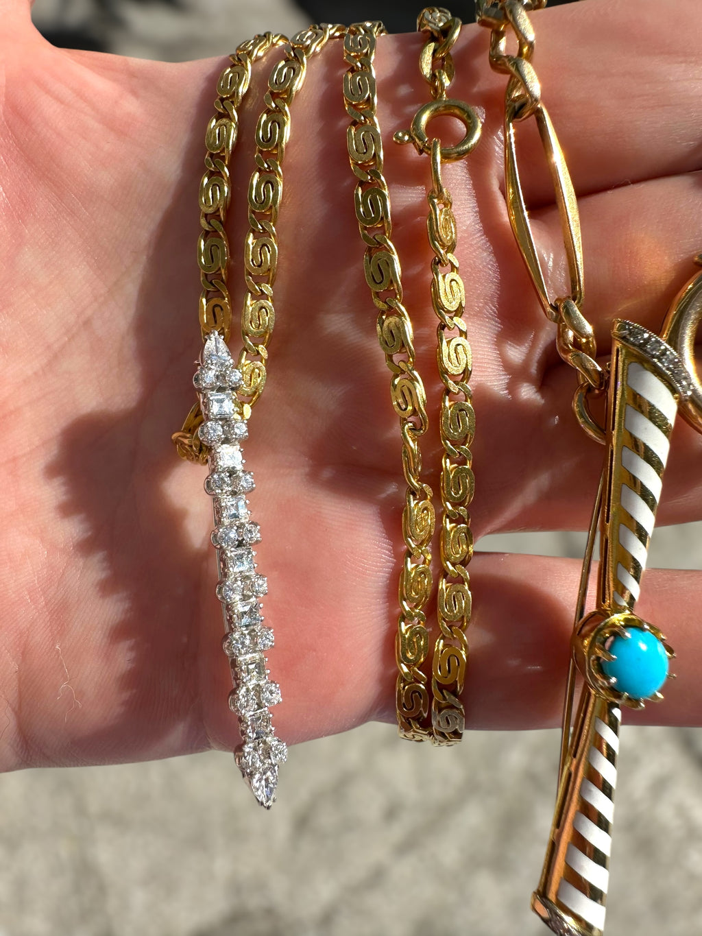 Platinum Diamond Bar Brooch