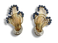 18k Diamond Sapphire Fan Clip on Earrings