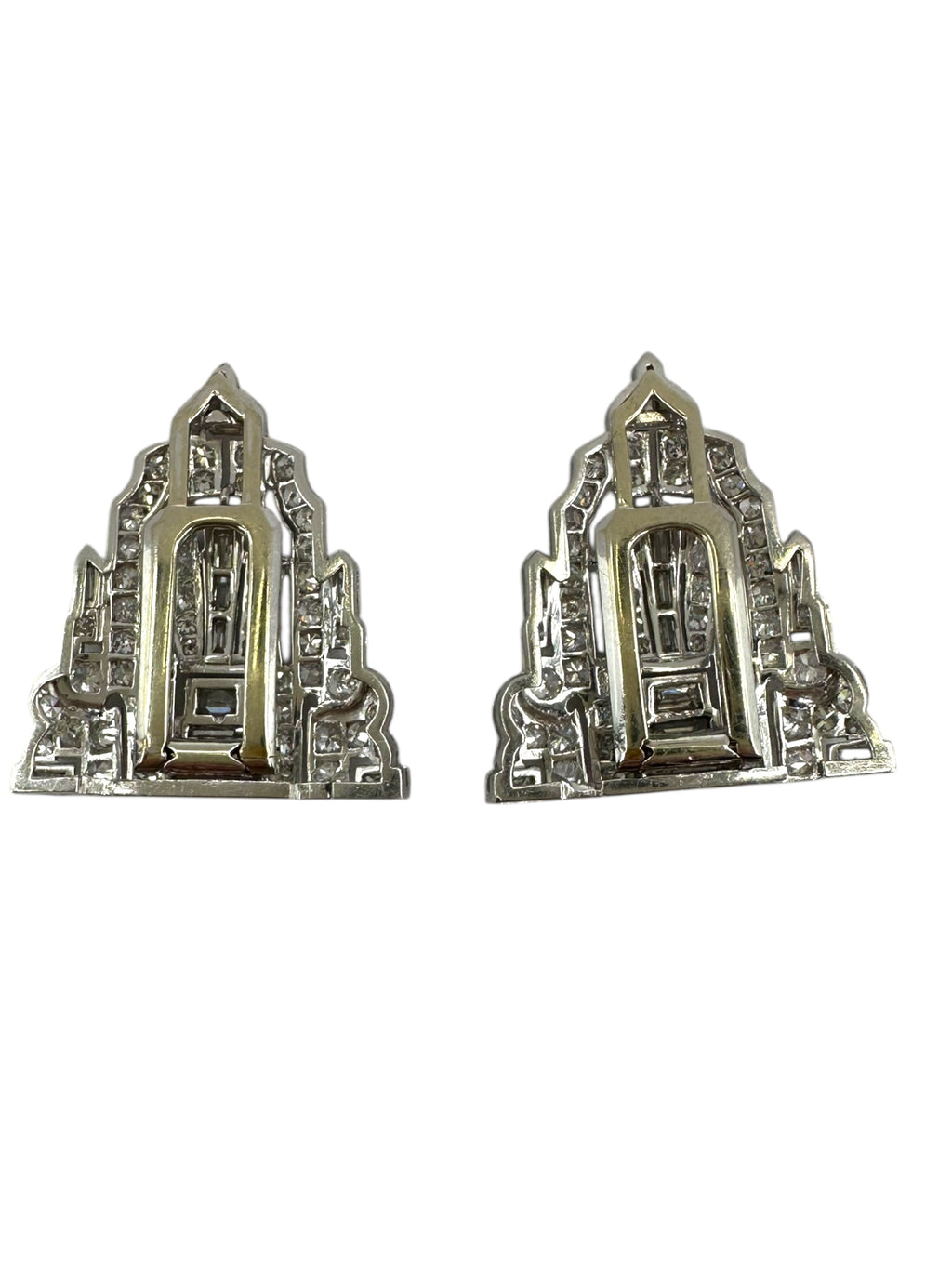 Platinum Double Clip Diamond Brooch