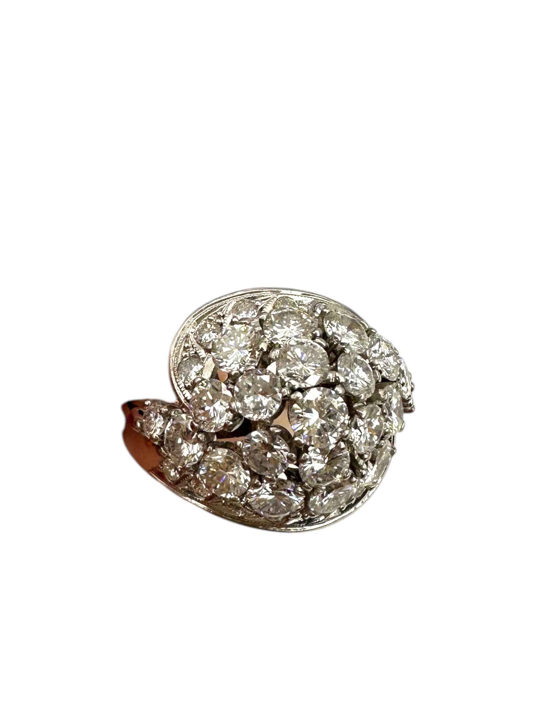 Platinum Bombe Cluster Cocktail Ring