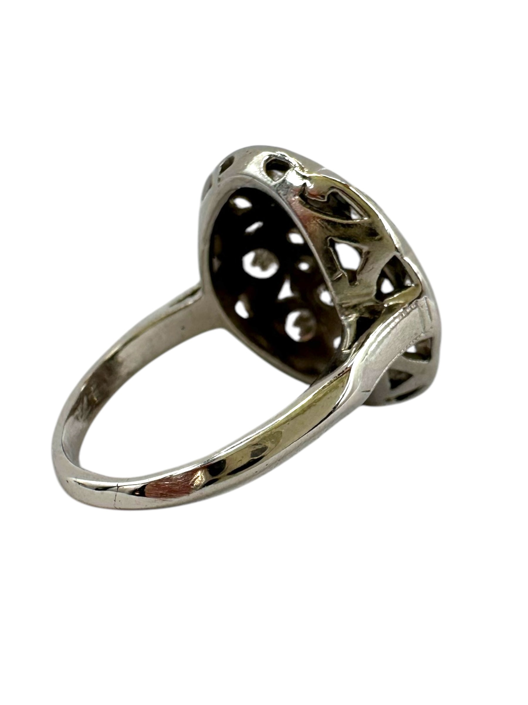 14k White Gold Diamond Round Cluster Ring