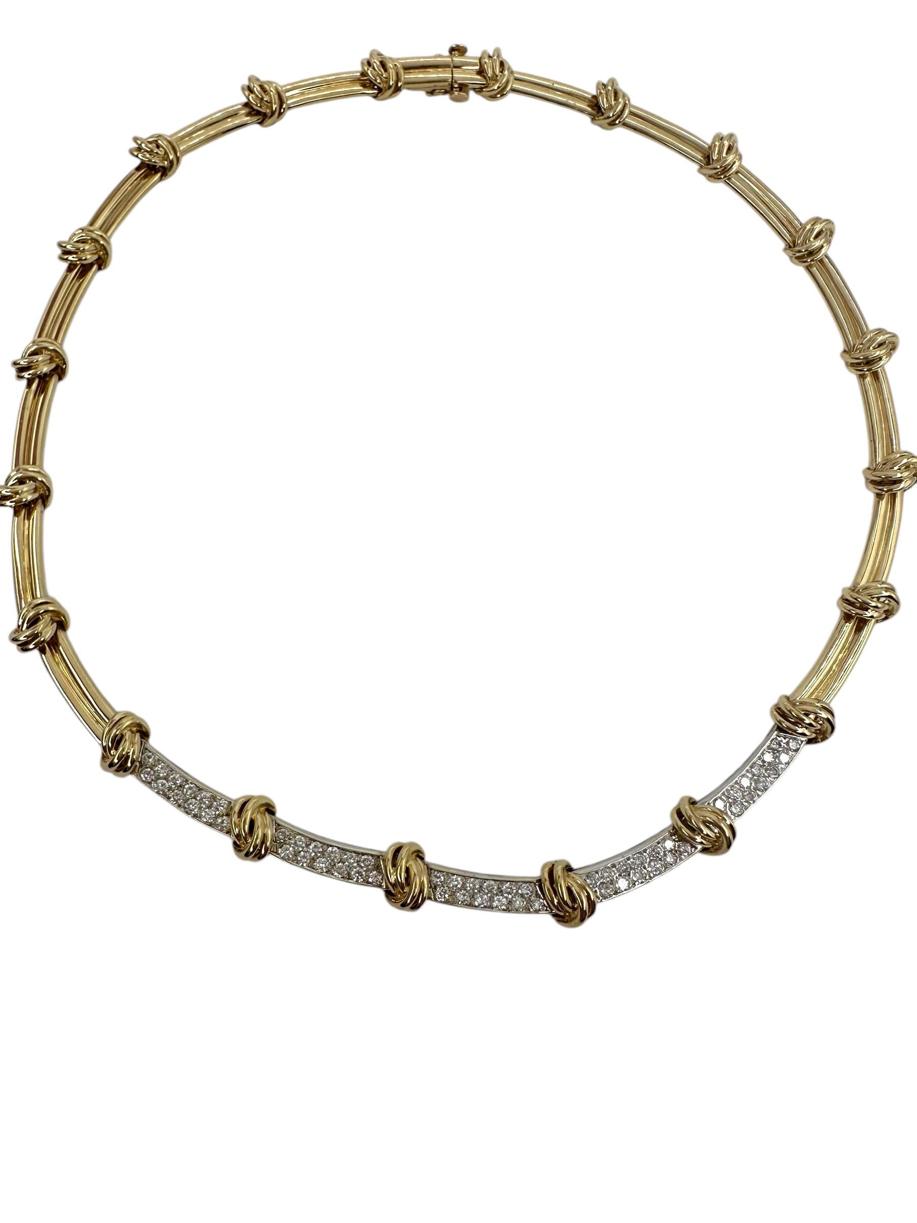 14k Diamond Knot Station Collar Necklace