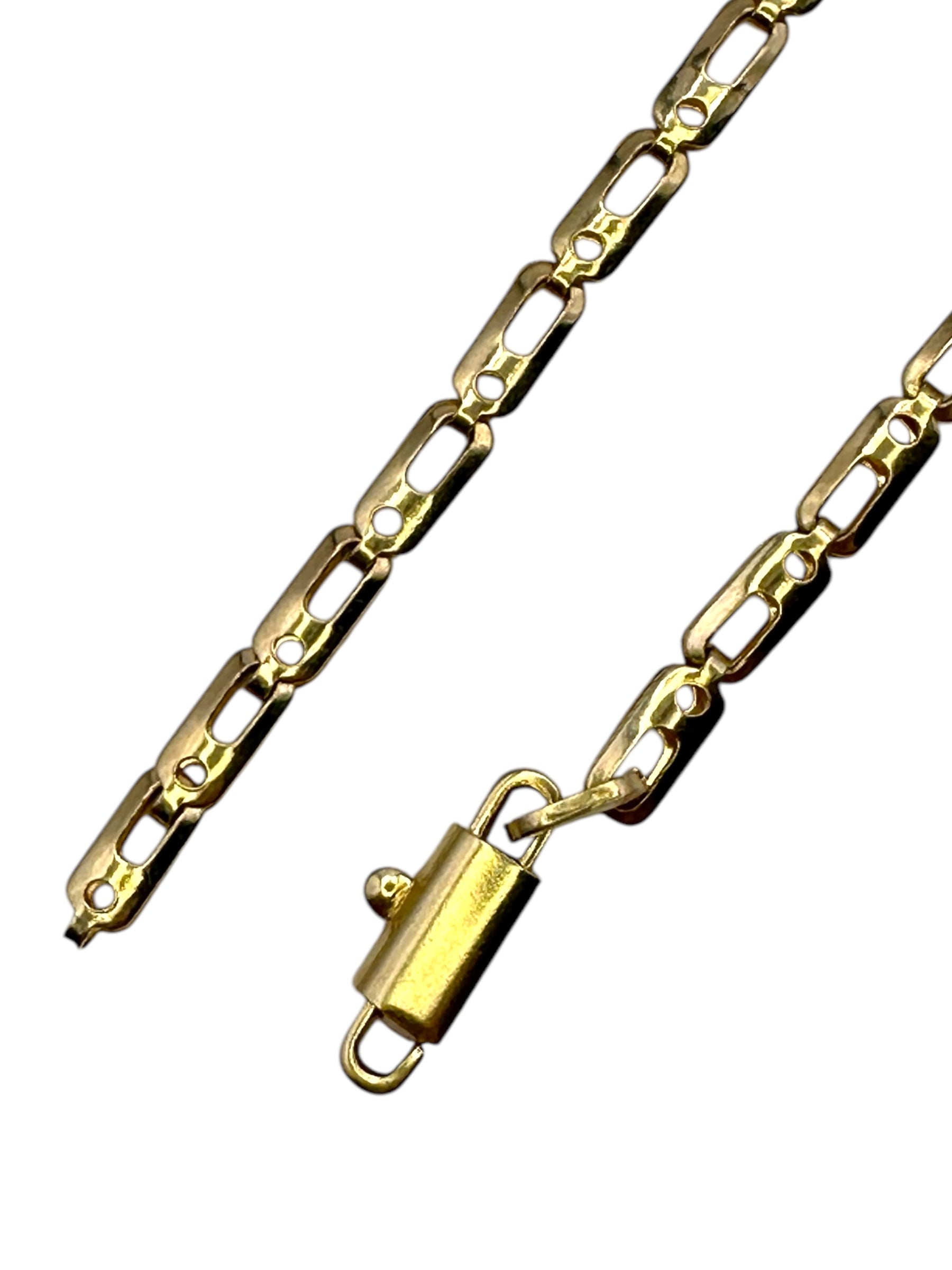 18k Yellow Gold Dot Dash Fancy Link Necklace