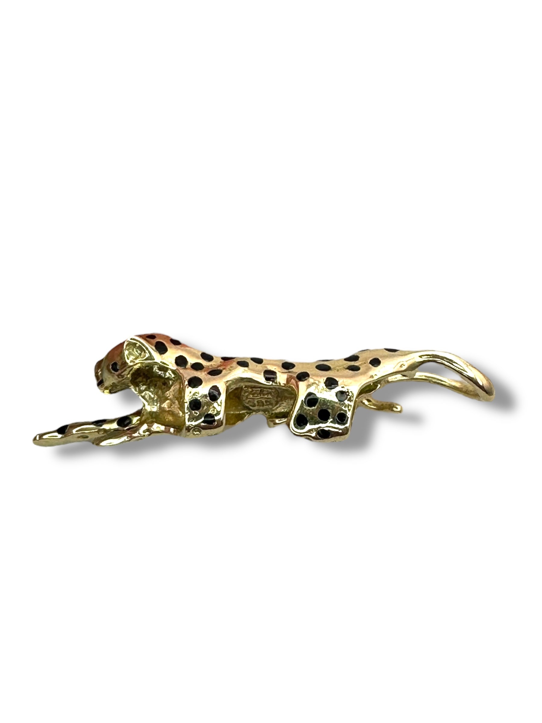 14k Enamel Panther Slide Pendant