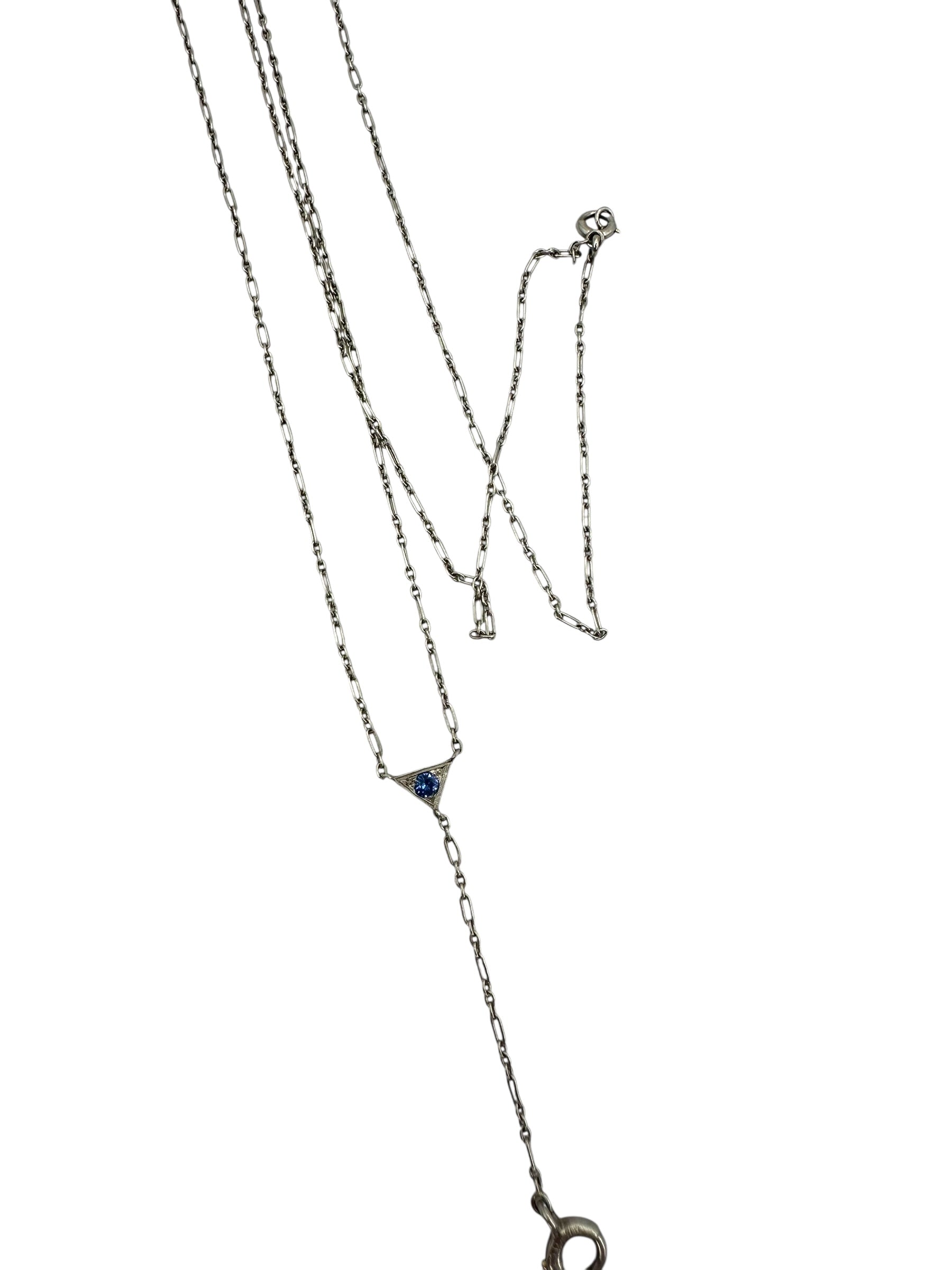 Art Deco Platinum Sapphire Lavaliere Necklace