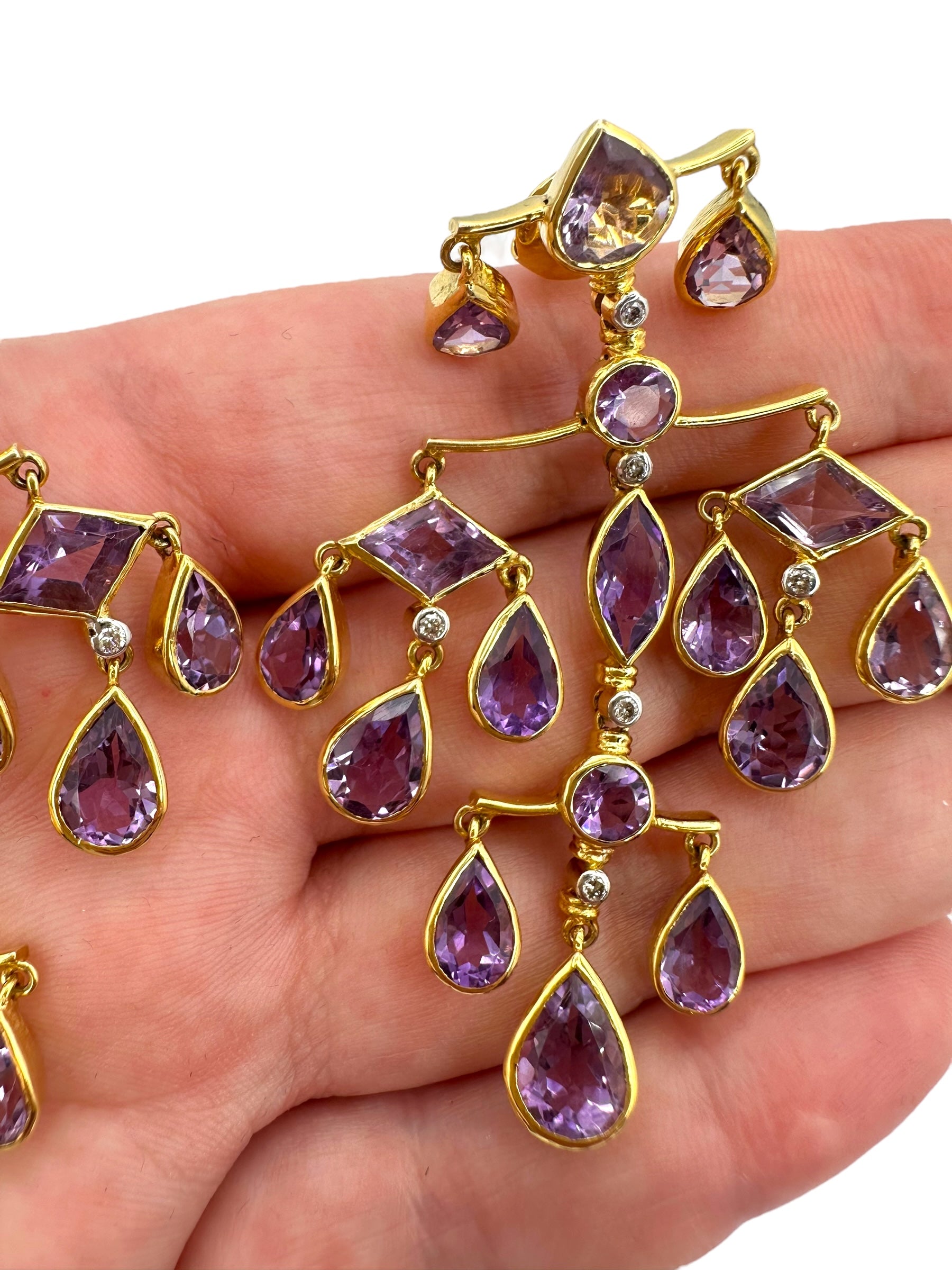 14k Amethyst Diamond Chandelier Earrings