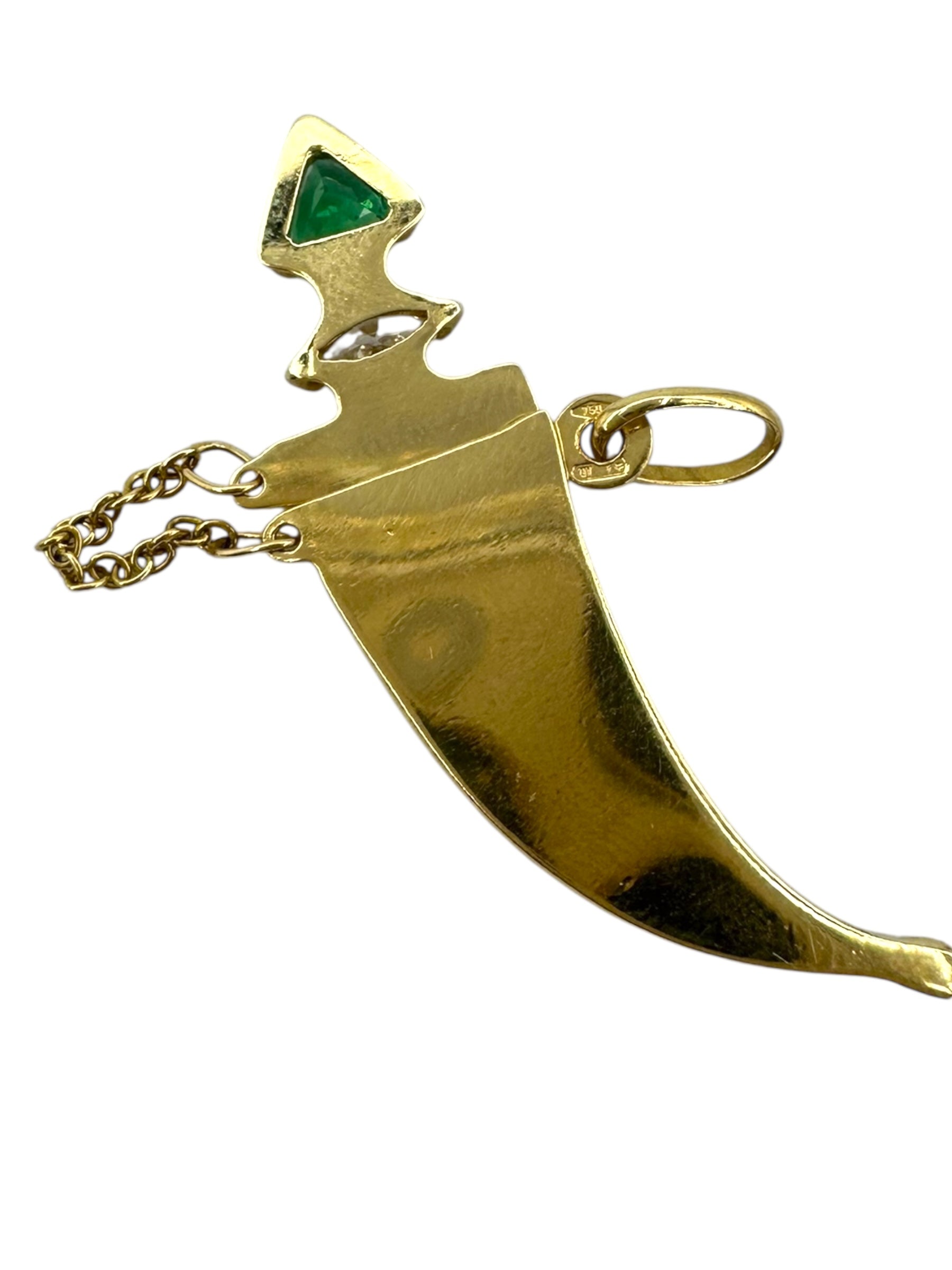 18k Uno a Erre Diamond Emerald Dagger Pendant