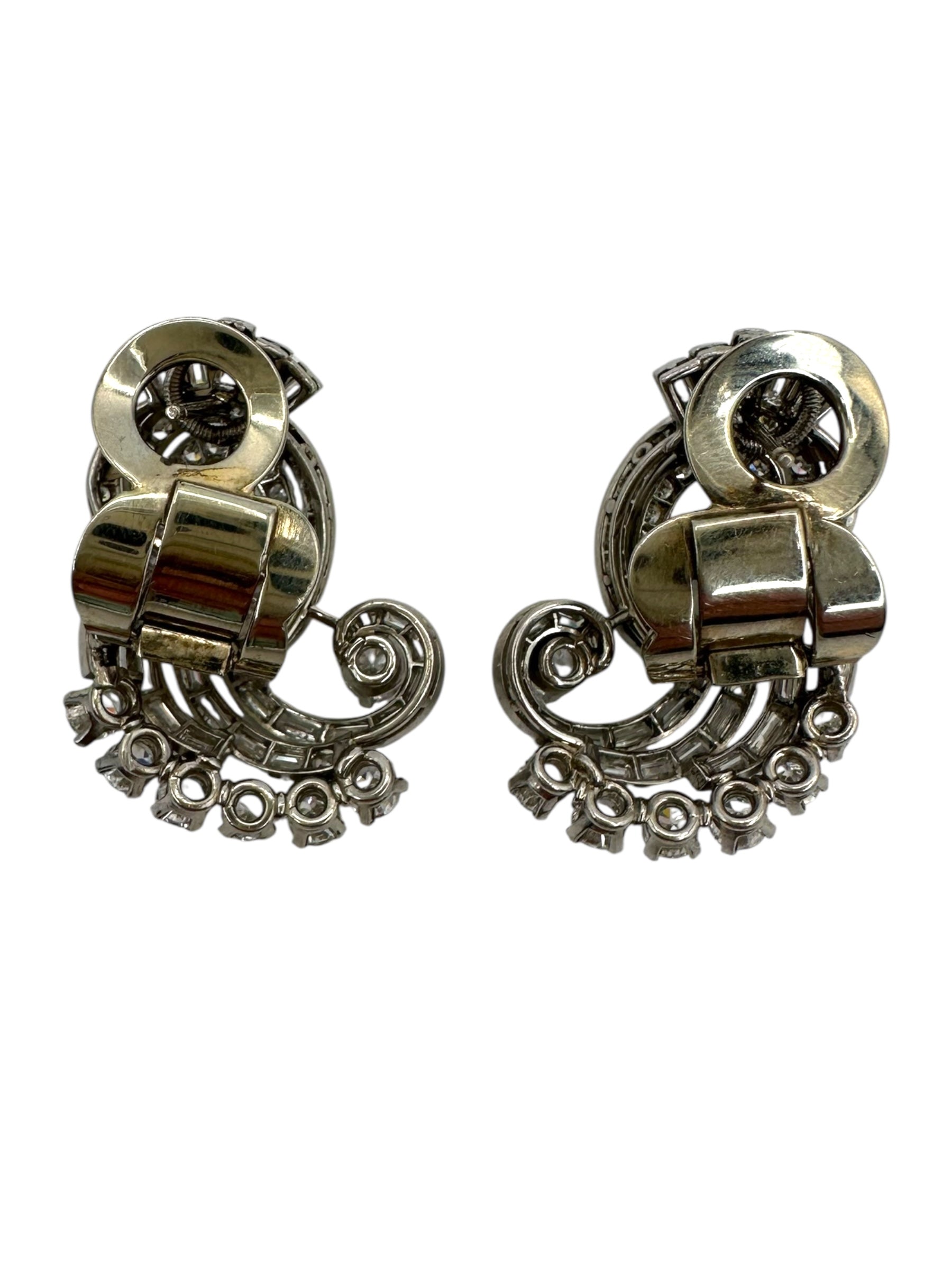 Platinum Mid-Century Diamond Earrings