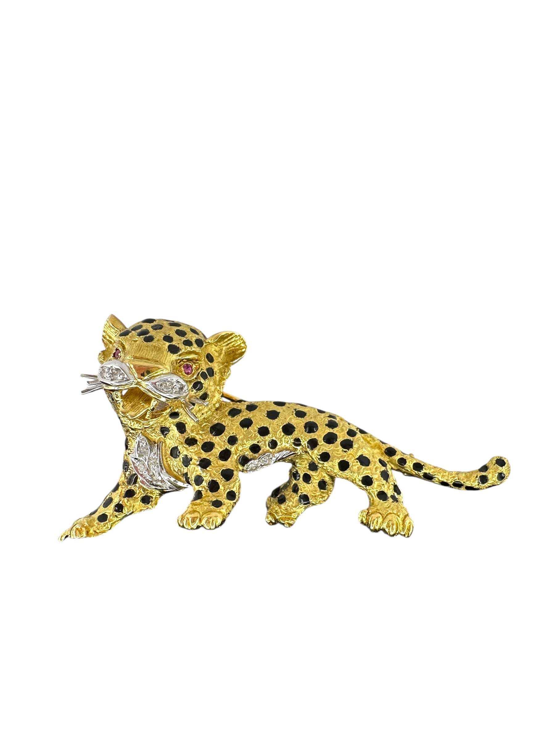18k Diamond Cheetah Brooch