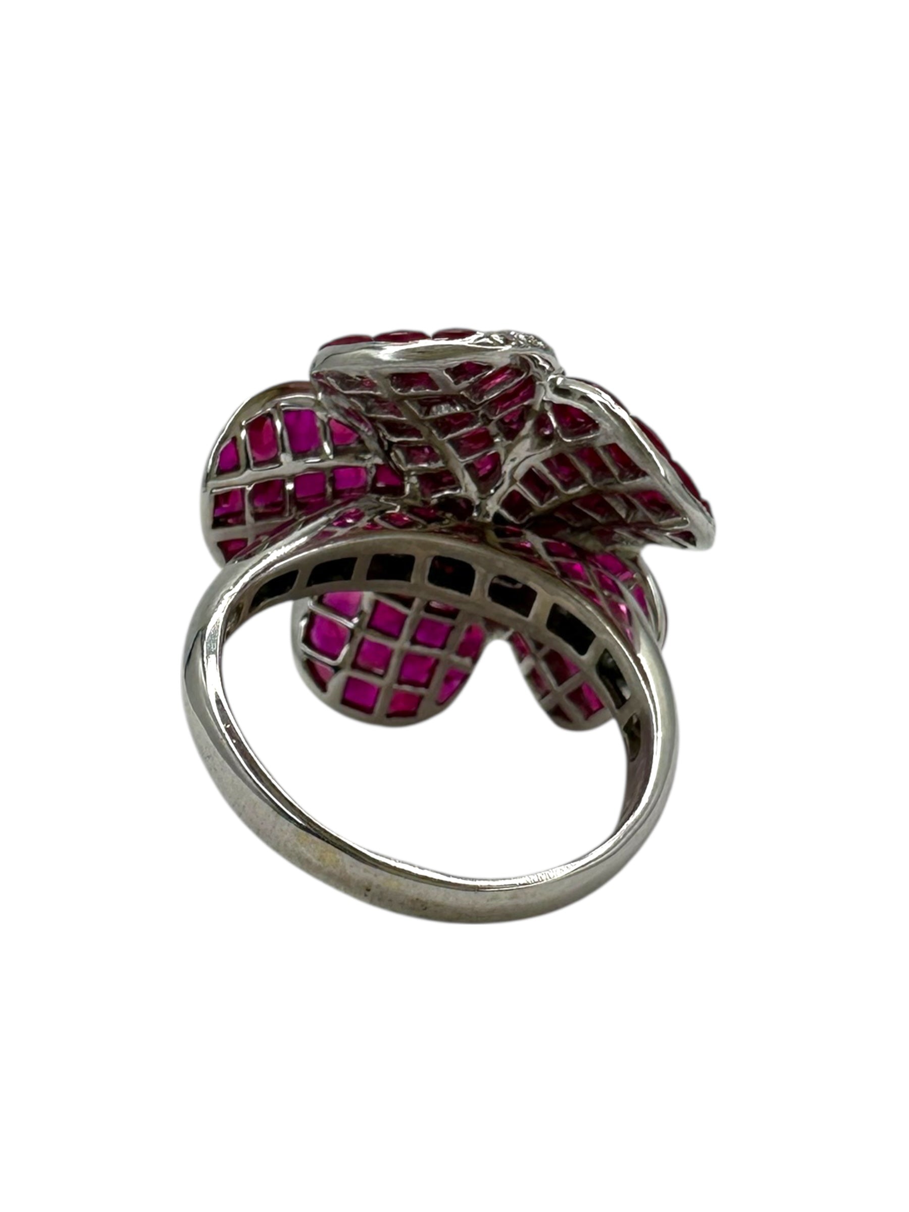 14k Ruby Diamond Flower Ring
