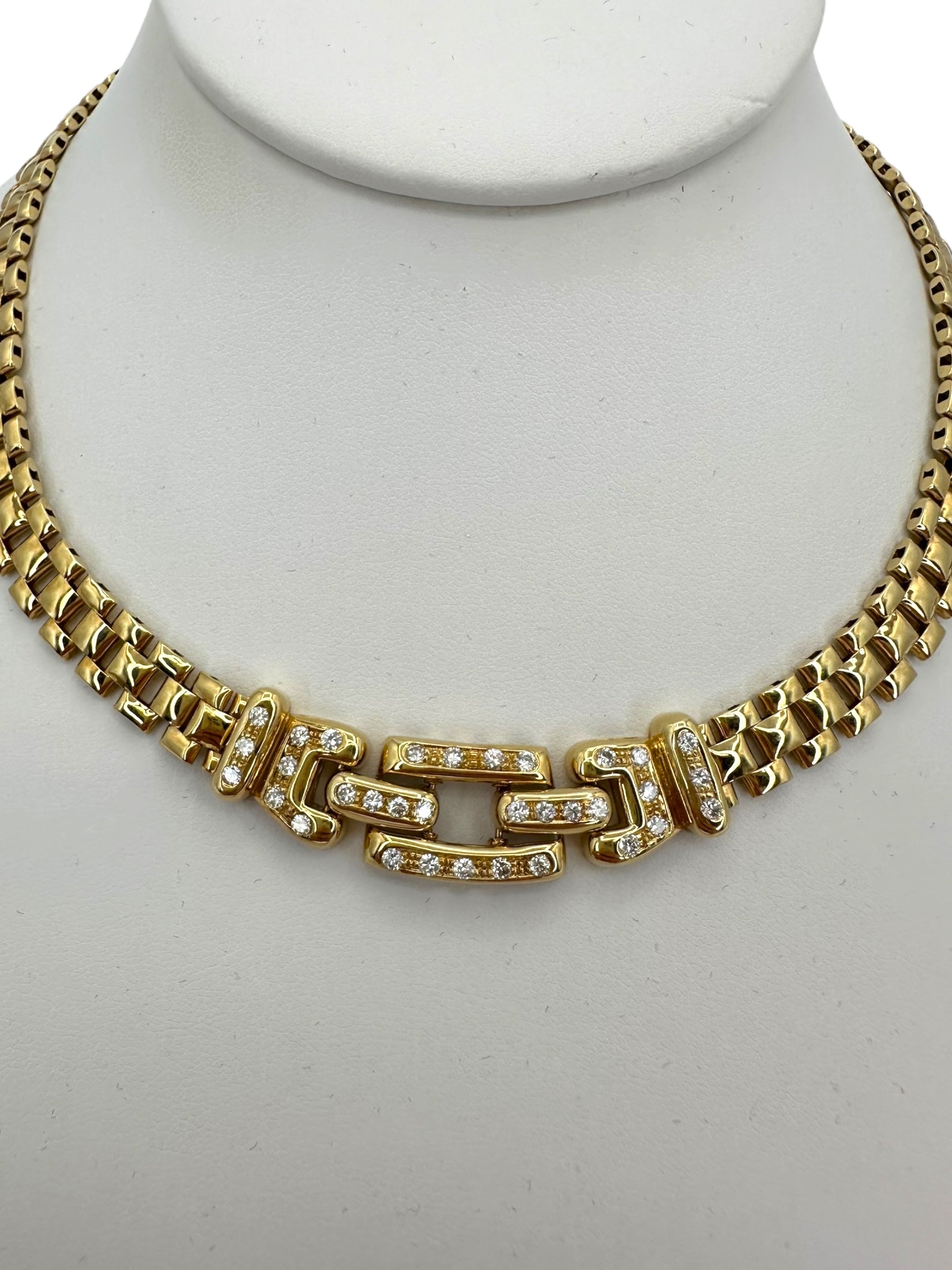 14k Diamond Panther Link Collar Necklace